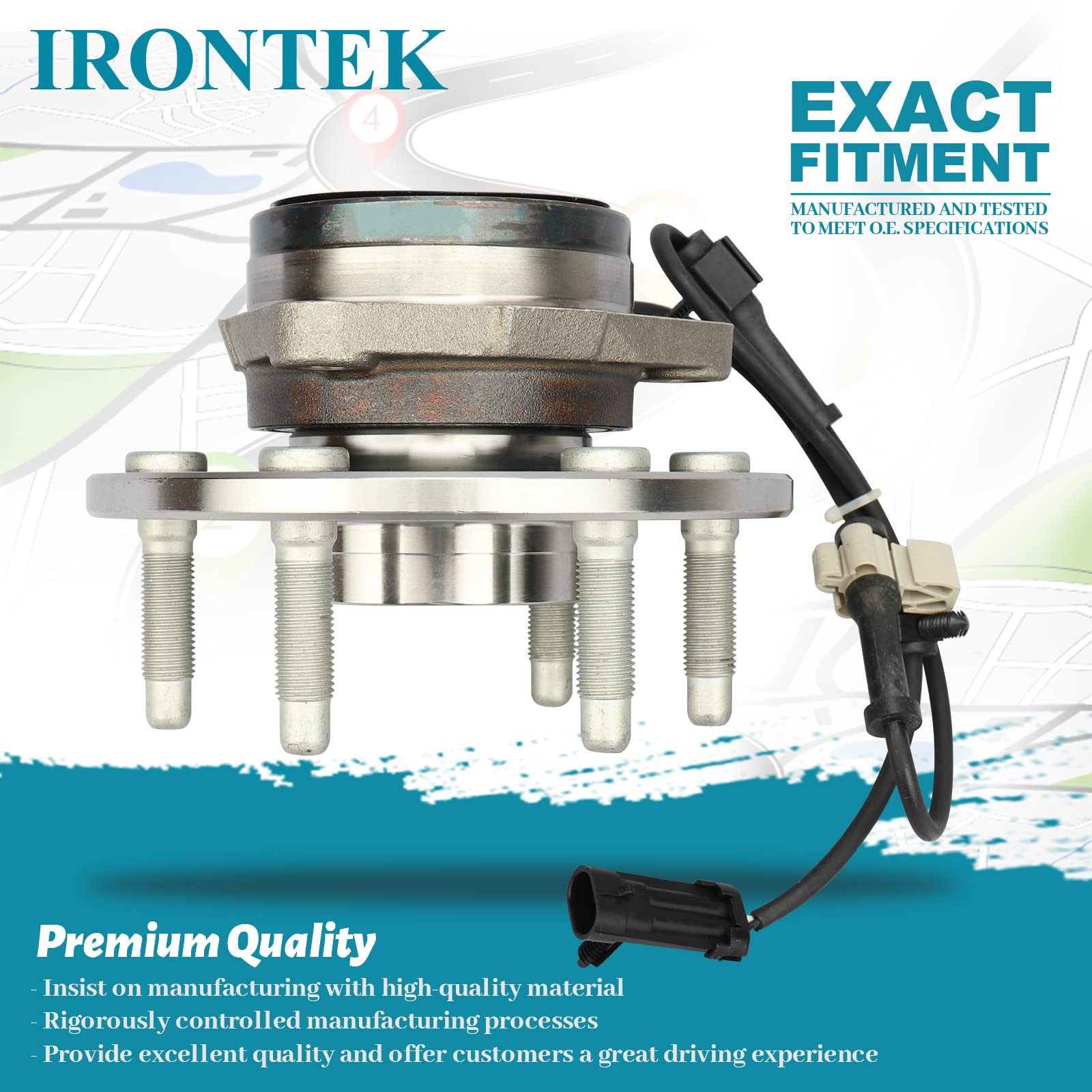 4WD ONLY Front Wheel Hub and Bearing Assembly 515036 Wheel Bearing for Cadillac Escalade, for Chevy Avalanche, Express 1500, Silverado, Suburban, Tahoe, for GMC Sierra, Yukon, Savana 6 Lugs w/ABS 1PCS