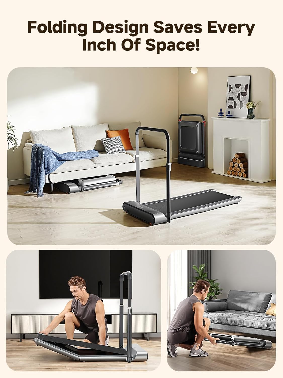 WALKINGPAD R1Pro Folding Treadmill, 2 in 1 Walking Pad Under Desk Treadmill for Home and Office, Compact Foldable Design with App Control and LED Display, Spacious Belt for Walking or Running