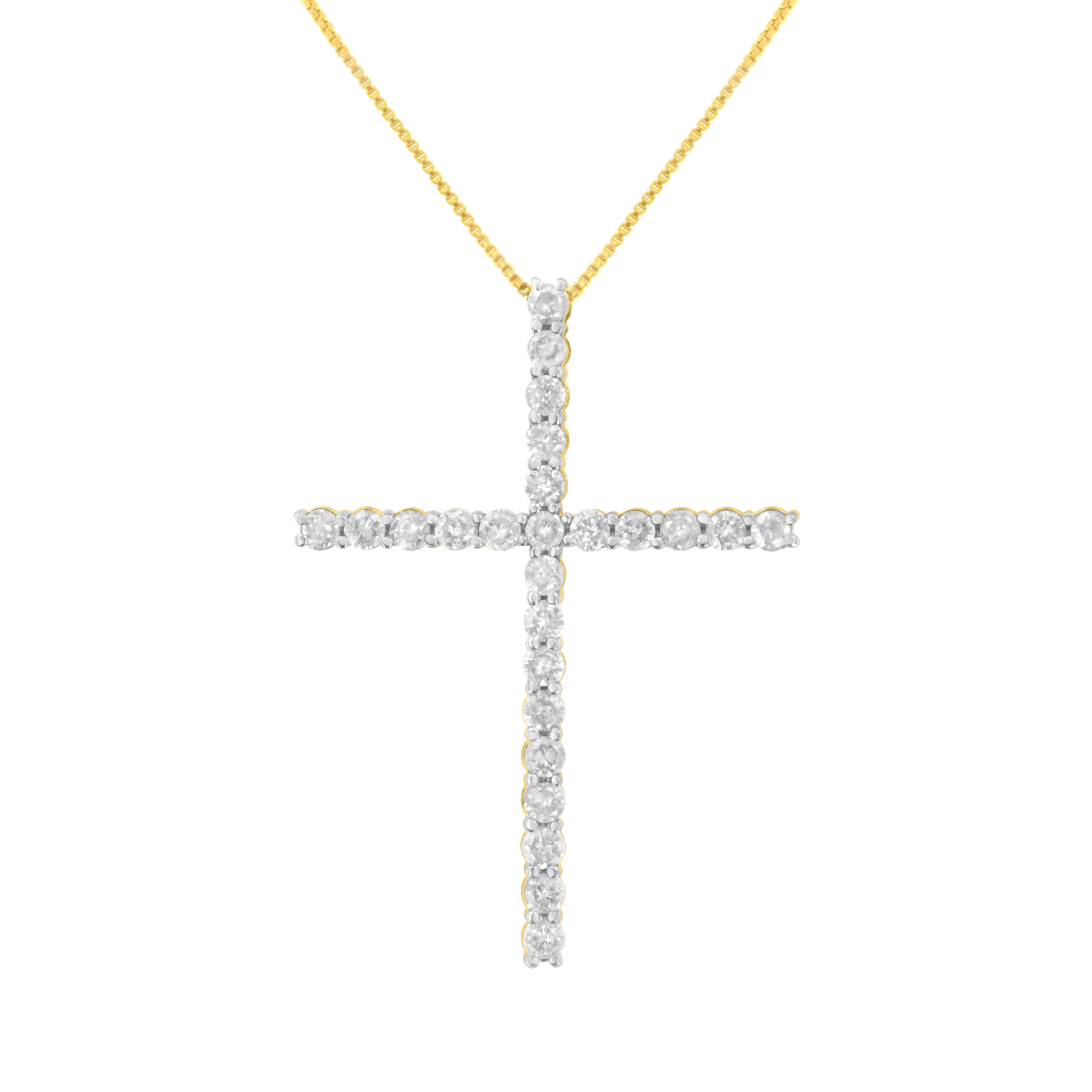 .925 Sterling Silver 2 1/2 cttw Diamond Cross Pendant Necklace (H-I, I2-I3)