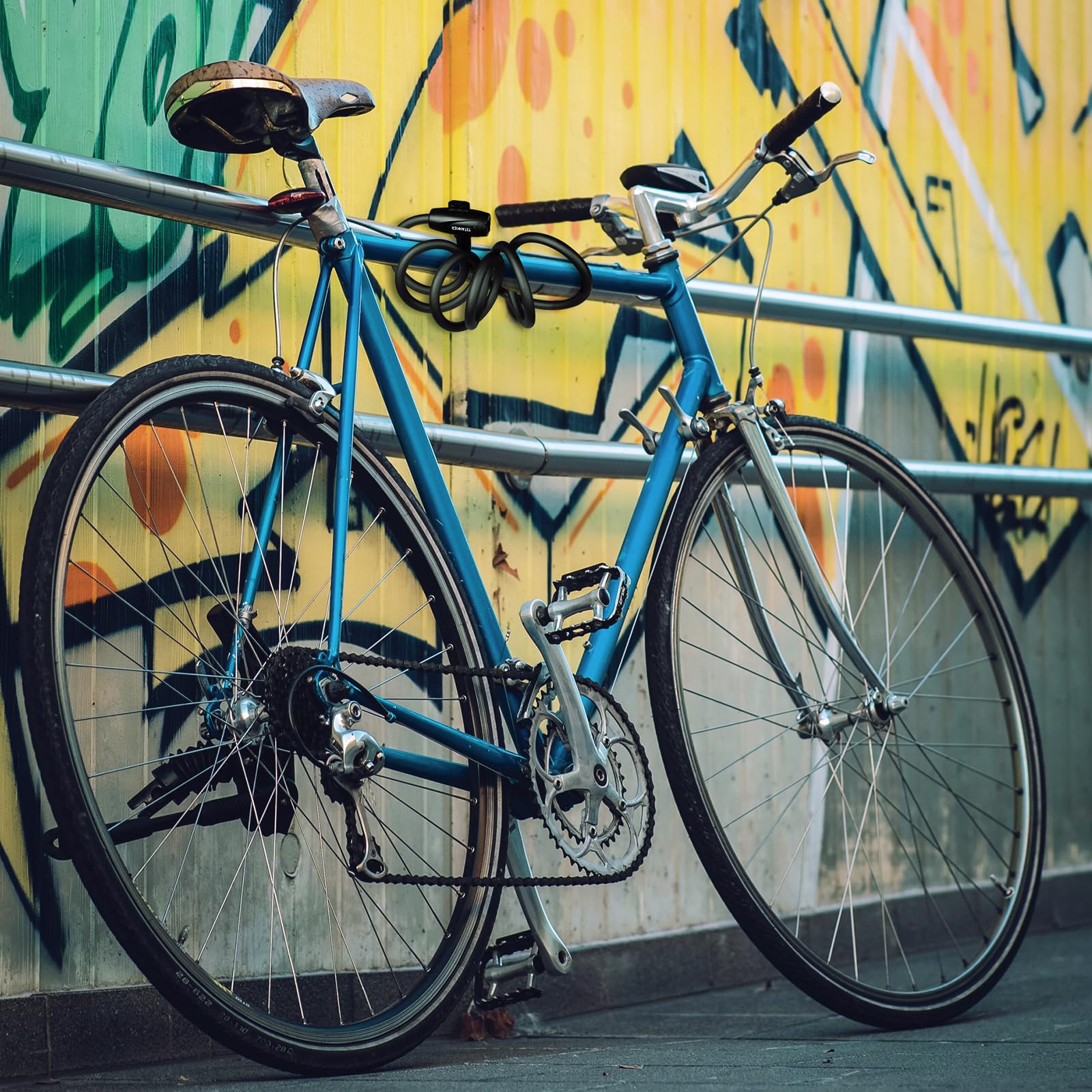 Titanker Bike Lock, Bike Lock Cable 4 Feet Coiled Secure Bicycle Lock with Keys Scooter Lock Bike Locks 1/2 Inch Thick Heavy Duty Anti Theft Bike Cable Lock with Mounting Bracket