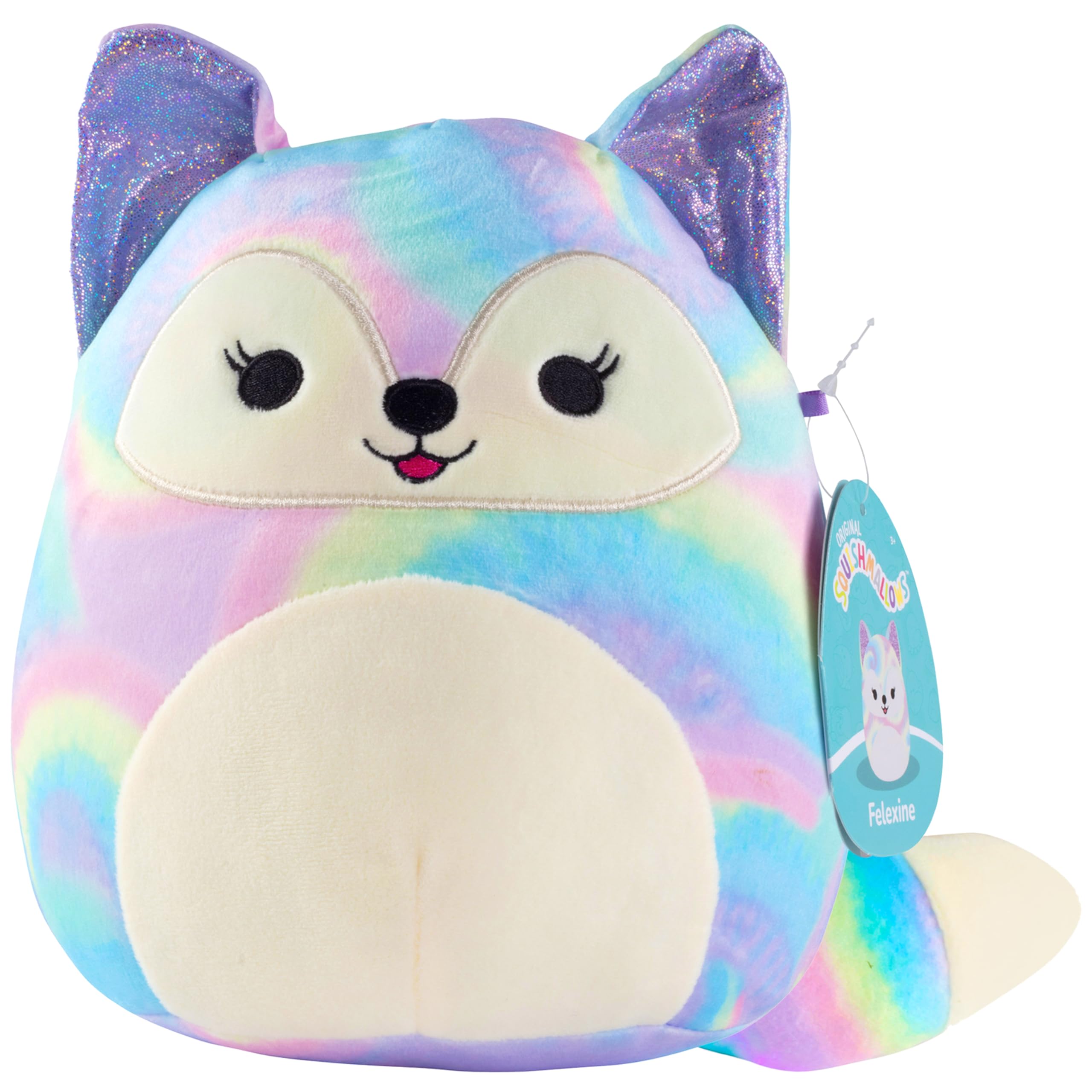 Squishmallows Original 8-Inch Felexine The Rainbow Fox - Official Jazwares Plush - Collectible Soft Squishy Fox Stuffed Animal Toy - Add to Your Squad - Gift for Kids, Girls & Boys