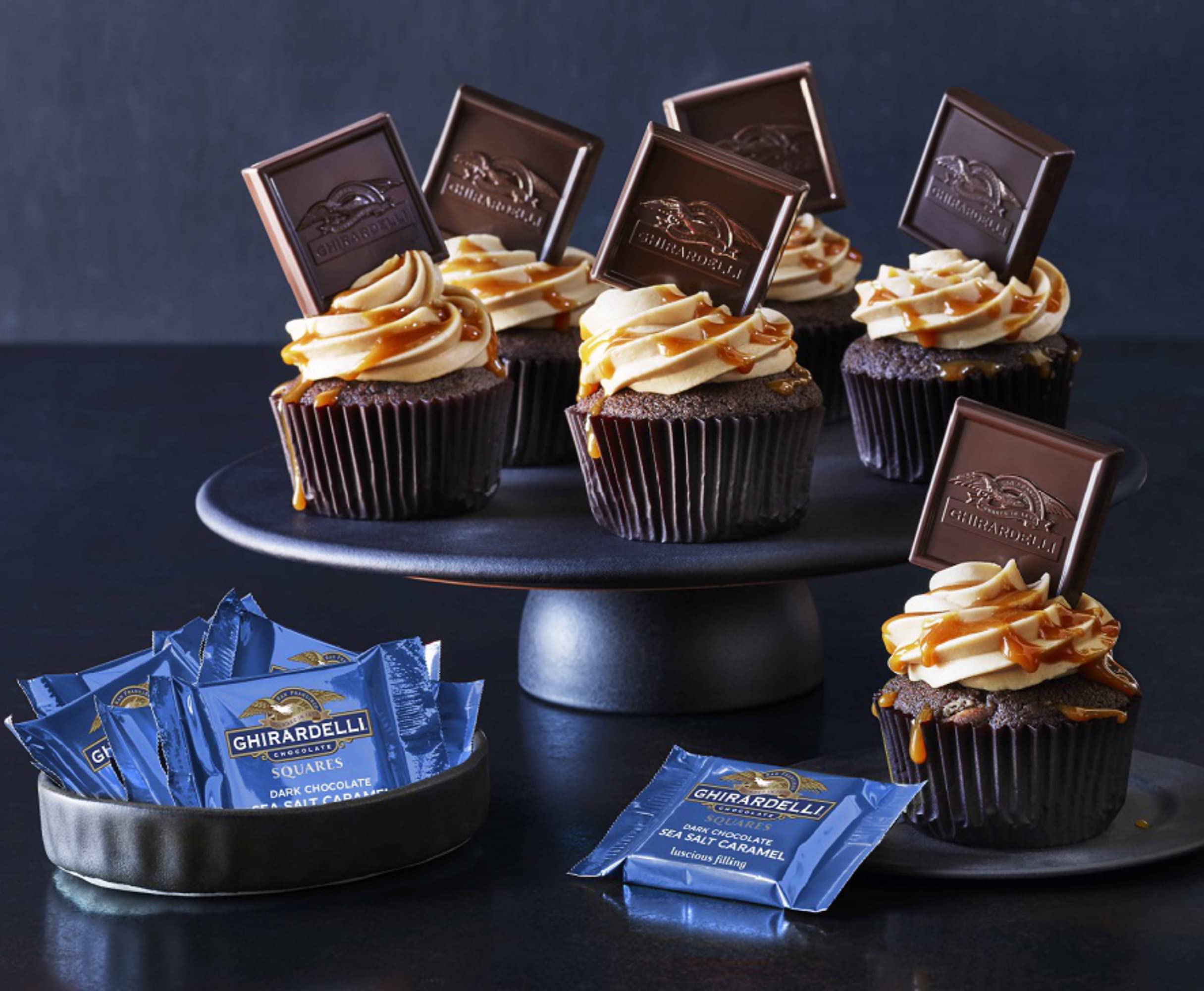 Ghirardelli Dark & Sea Salt Caramel Chocolate Squares, 0.53 Ounce, 50 count