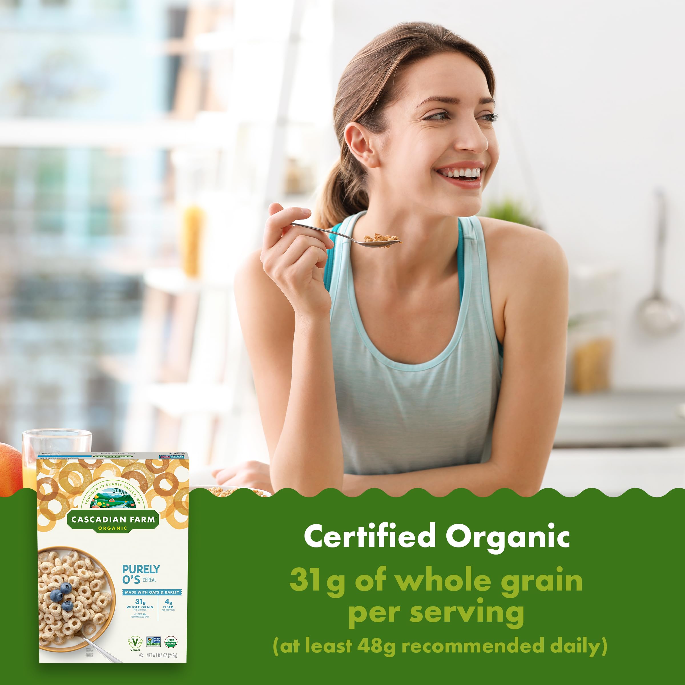 Cascadian Farm Organic Purely O's Cereal, 8.6 ounces