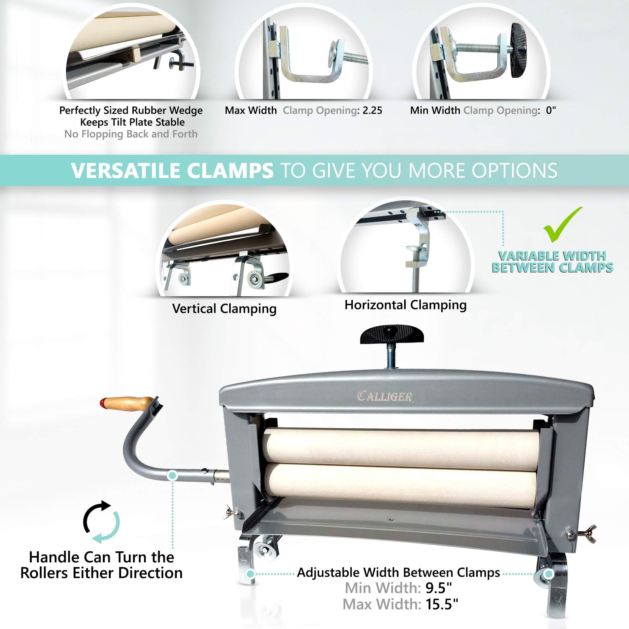 Calliger Clothes Wringer - Better Moisture Removal than Portable Washing Machine/Portable Dryer - Heavy Duty Off Grid Perfect Towel/Laundry Wringer for Chamois Cloth, Tile Sponge, etc.