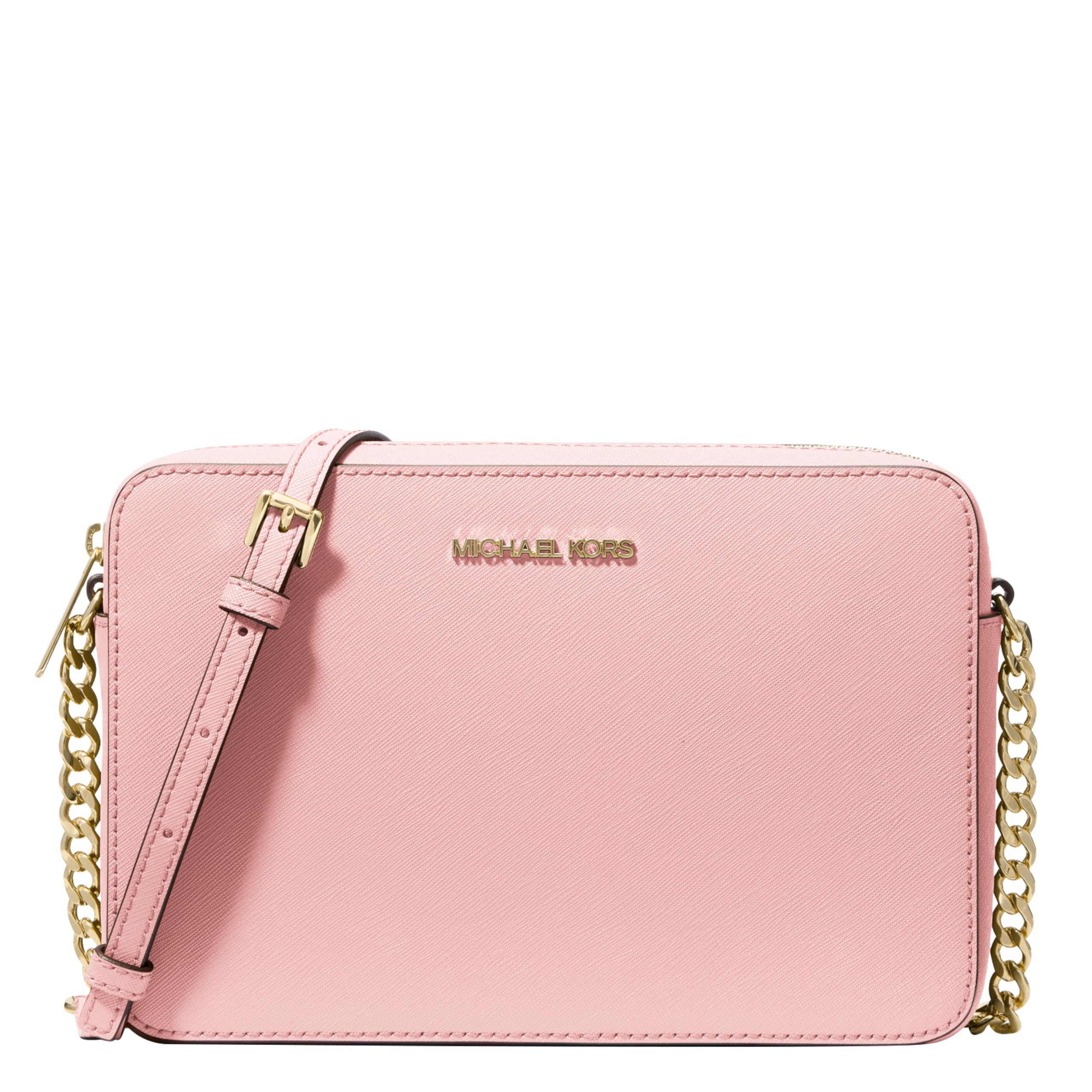 Michael Kors Jet Set Large Crossbody, Gold-Tone Hardware/Powder Blush