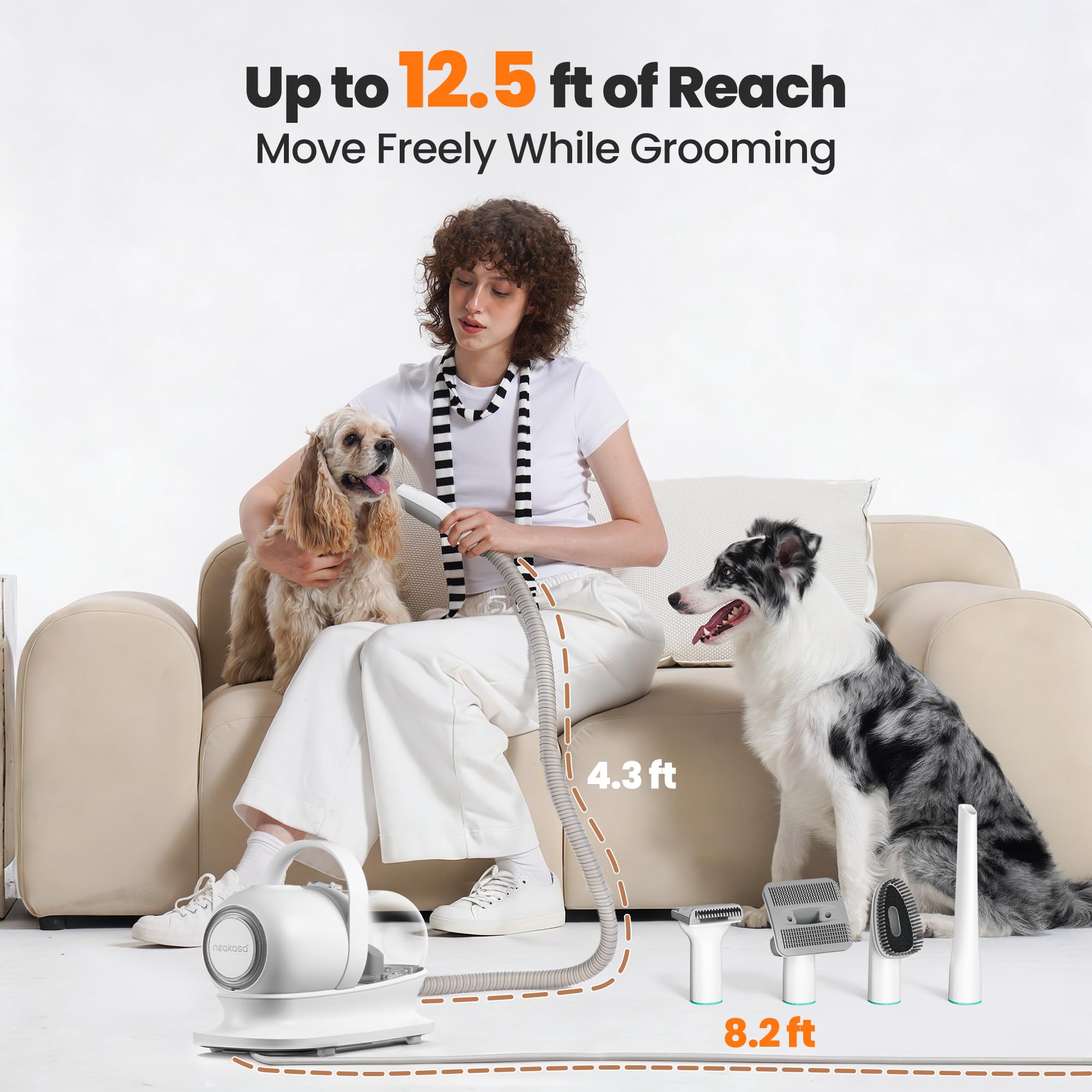 Neakasa P1 Pro Dog Grooming Vacuum Kit, 6-in-1 Pet Hair Grooming with Clippers and Vacuum, 9000Pa Suction, Low Noise, 1L Dust Cup for Home Shedding & Trimming