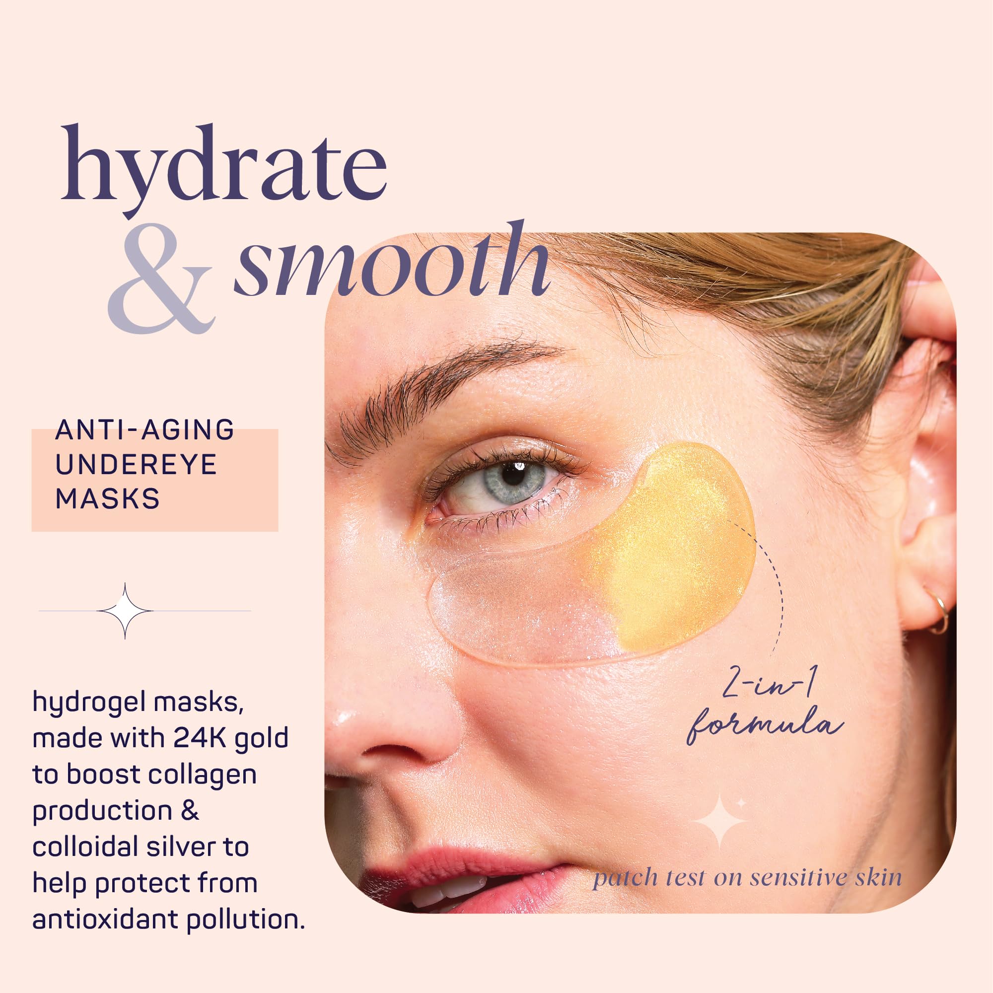 SpaLife Beauty Anti-Aging Under Eye Masks | Hydrogel Eye Patches for Fine Lines, Dryness, & Dullness with 24K Gold, Colloidal Silver | 2-in-1 Skincare Treatment | 48 Pairs