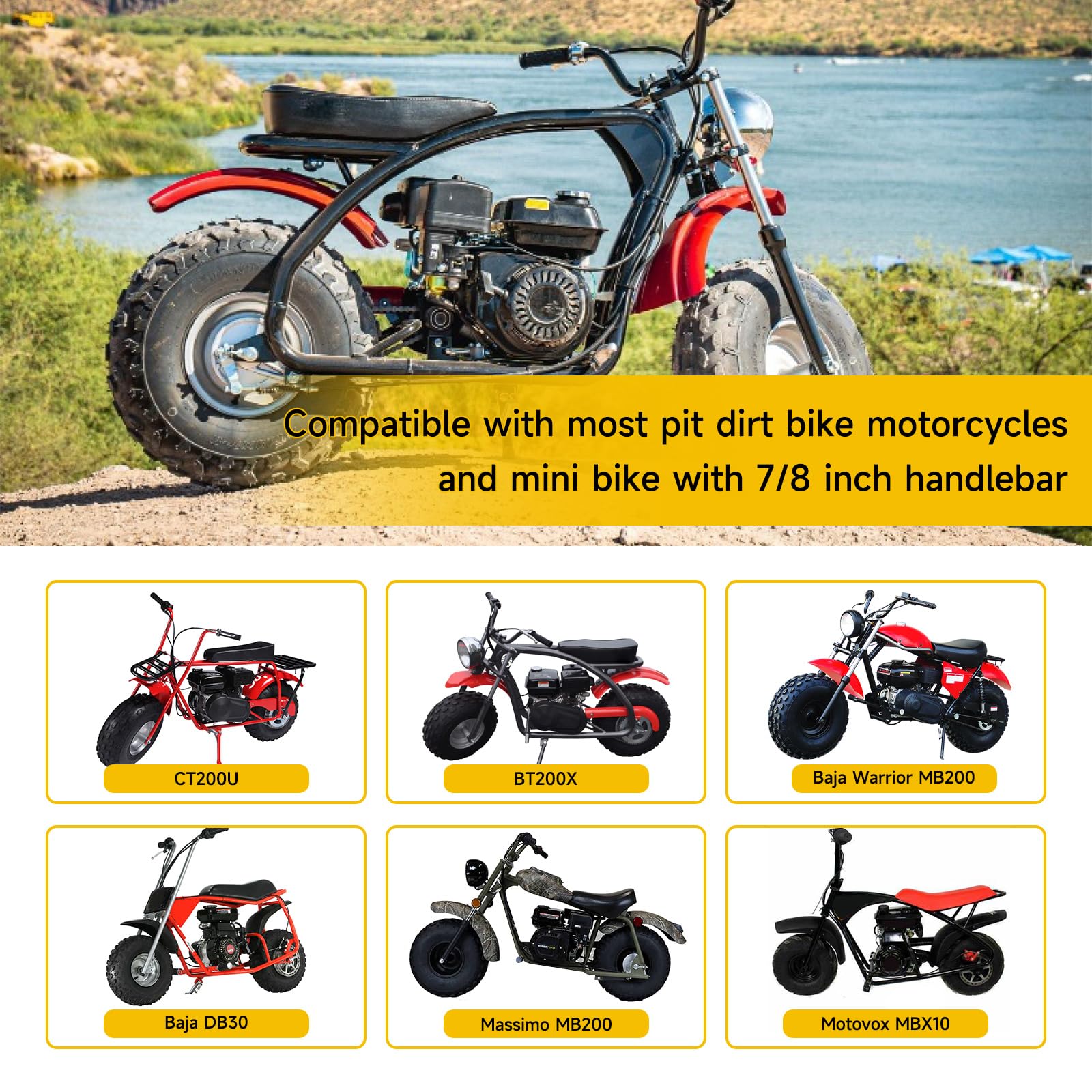 HIAORS 7/8" 22mm Twist Throttle Cable Handle Kit for Predator 196cc 212cc 6.5hp Coleman CT200U CT200U-EX BT200X Baja Warrior MB200 79cc 100cc CT100U CC100X Doodle Bug DB30 Motovox Mini Bike Go Kart