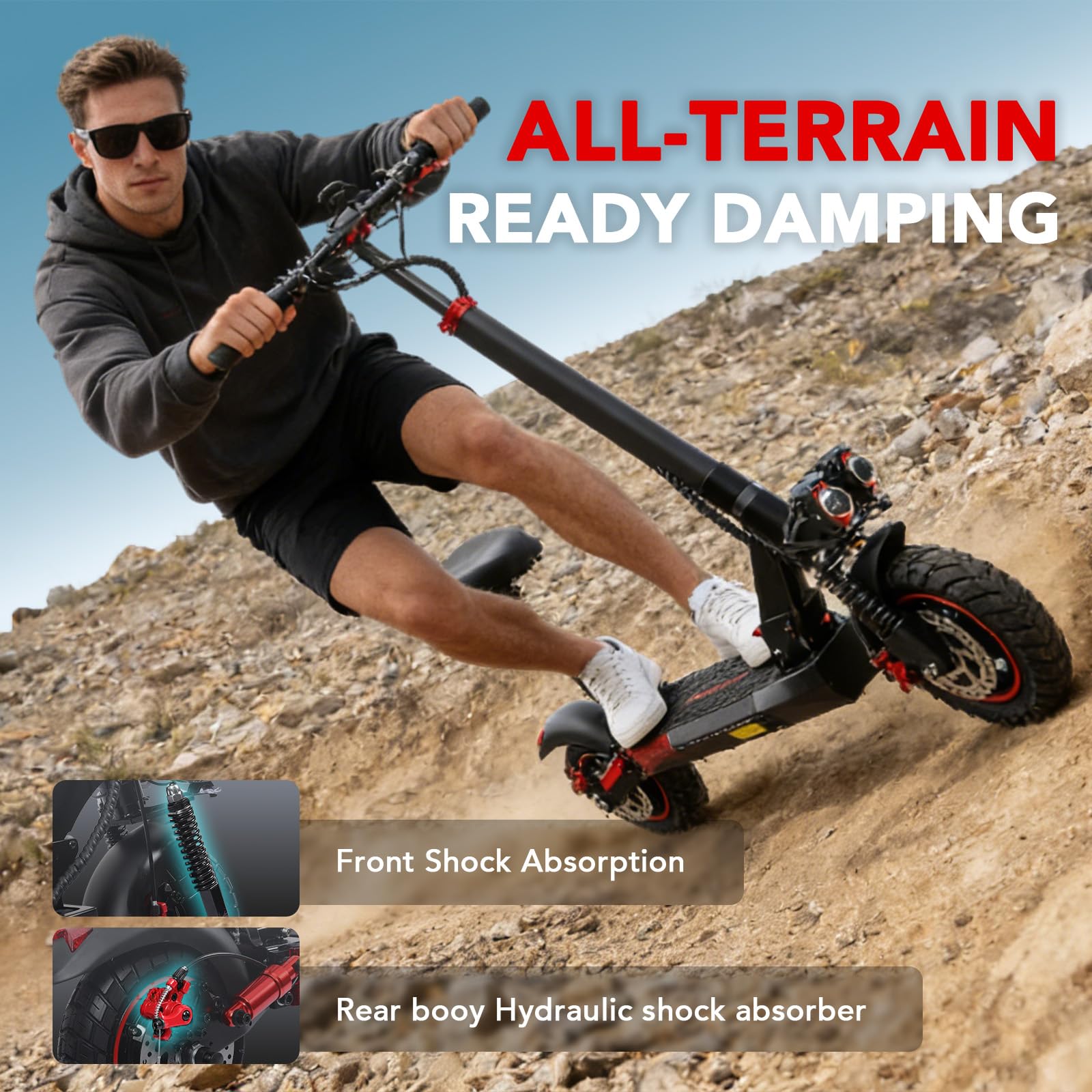 Electric Scooters for Adults with seat,25-30mph Fast Speed, 20-28 Miles Range,10" Off-Road Tires, Duty 300+ lbs,Foldable E-Scooter Adults for Commuting & Outdoor Riding,J01