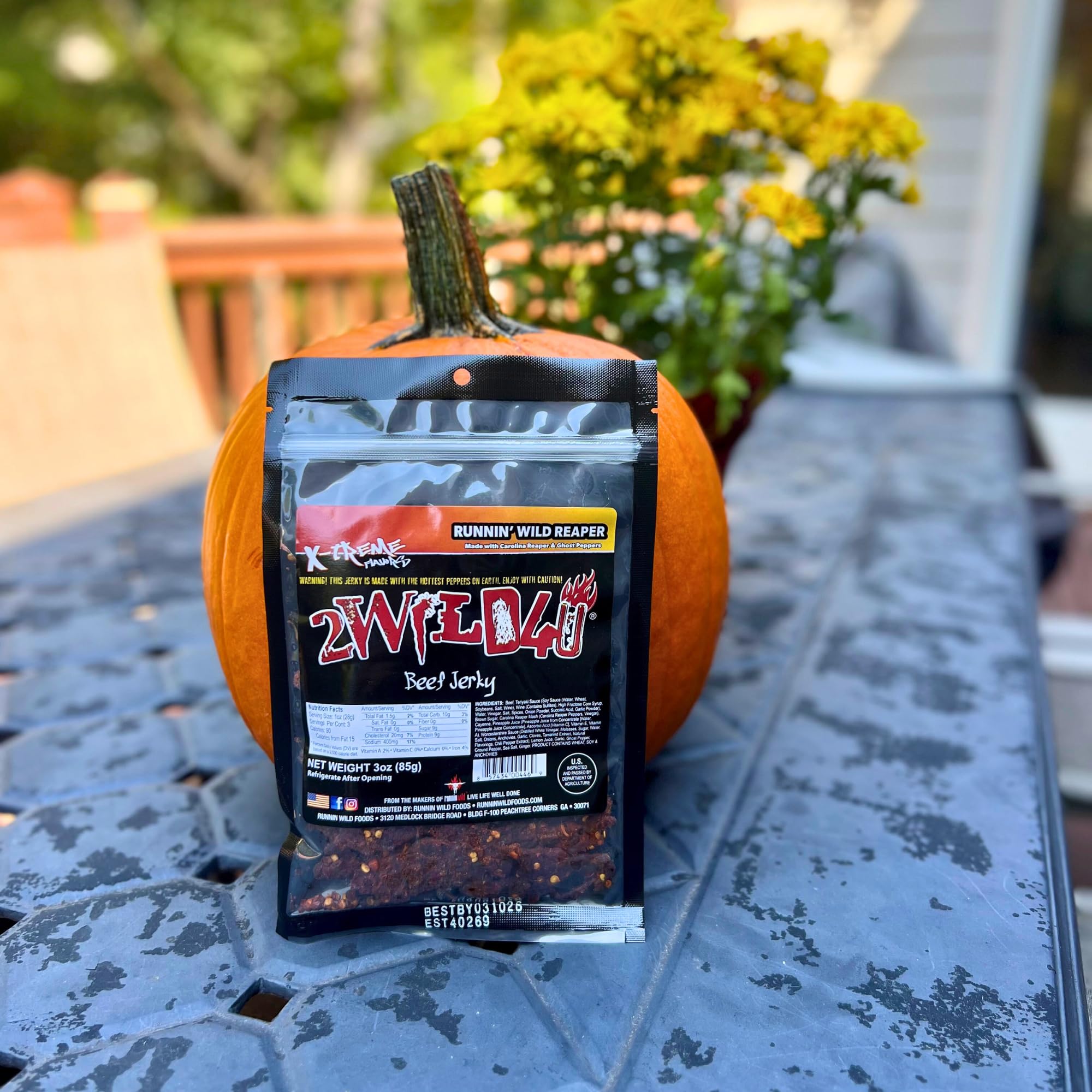 Carolina Reaper Beef Jerky – Premium Brisket Cuts | Extreme Heat | 27g of Protein Per Bag | Small Batch, Real Carolina Reaper & Ghost Pepper Infused | 2WILD4U: Eat If You Dare - 6 ounces total (Pack of 2 bags, 3 ounces each)