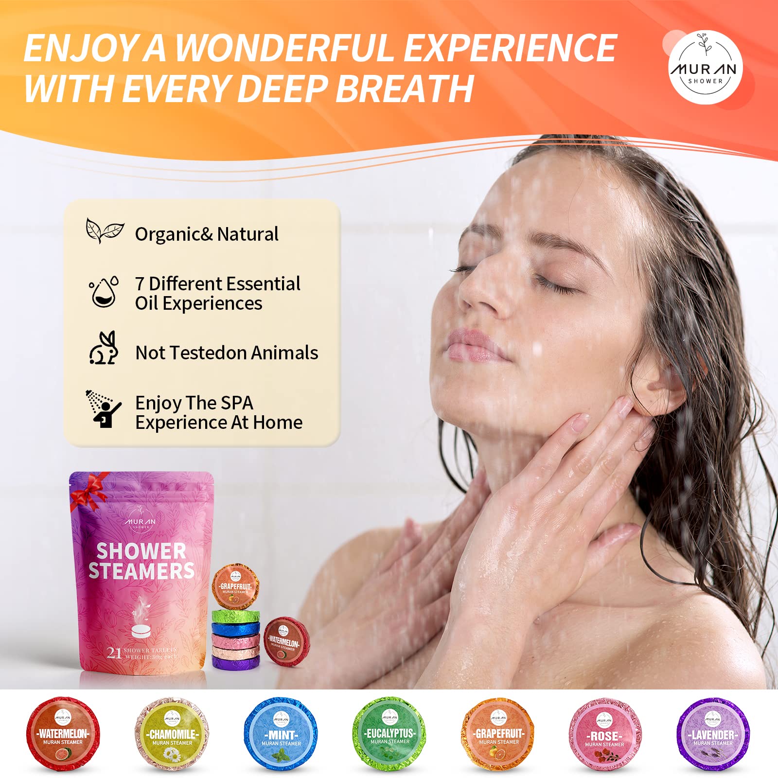Shower Steamers Aromatherapy 21-Pack Shower Bombs Gifts for Mom Wife, Organic Eucalyptus Rose Lavender Mint Wrapefruit Chamomile Watermelon Essential Oil, Birthday Christmas Gifts for Women Girlfriend