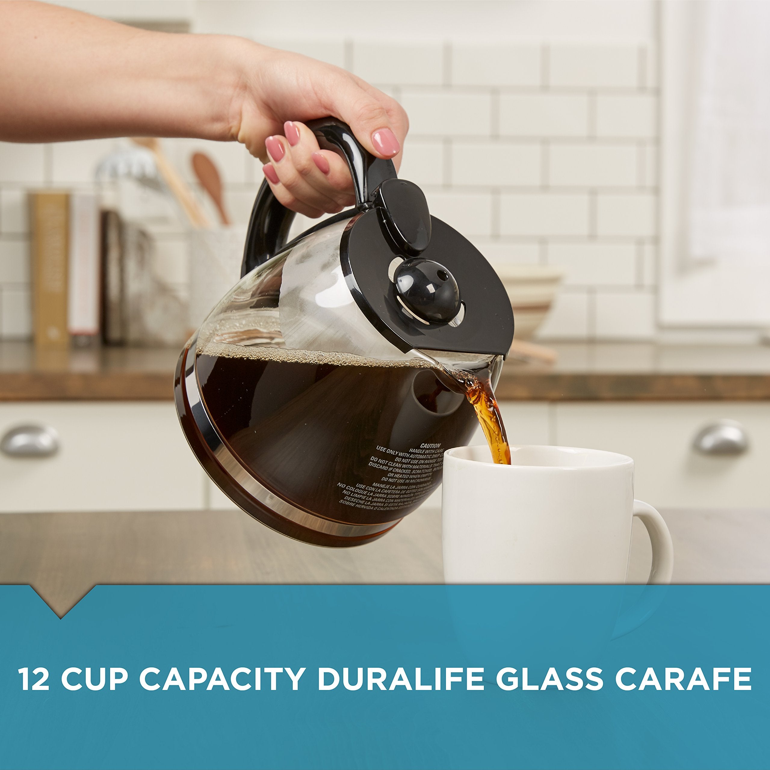 BLACK+DECKER 12-Cup Replacement Carafe, GC3100B, Duralife Glass, Dishwasher-Safe, 2 Extra Lids