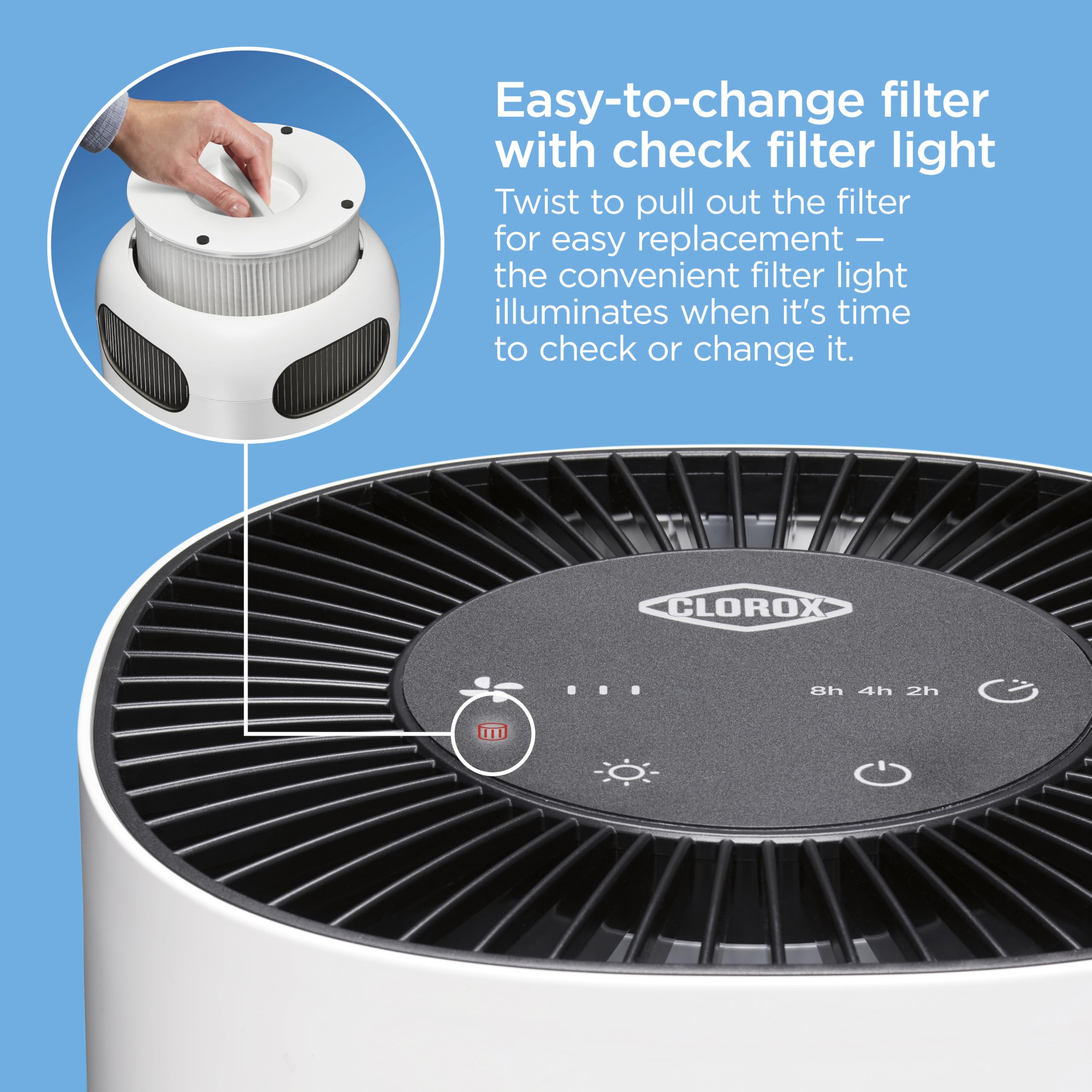 Clorox Air Purifiers for Bedroom Home, True HEPA Filter, Small Rooms Up to 200 Sq Ft, Removes 99.9% of Mold, Viruses, Wildfire Smoke, Allergens, Pet Allergies, Dust, AUTO Mode, Whisper Quiet