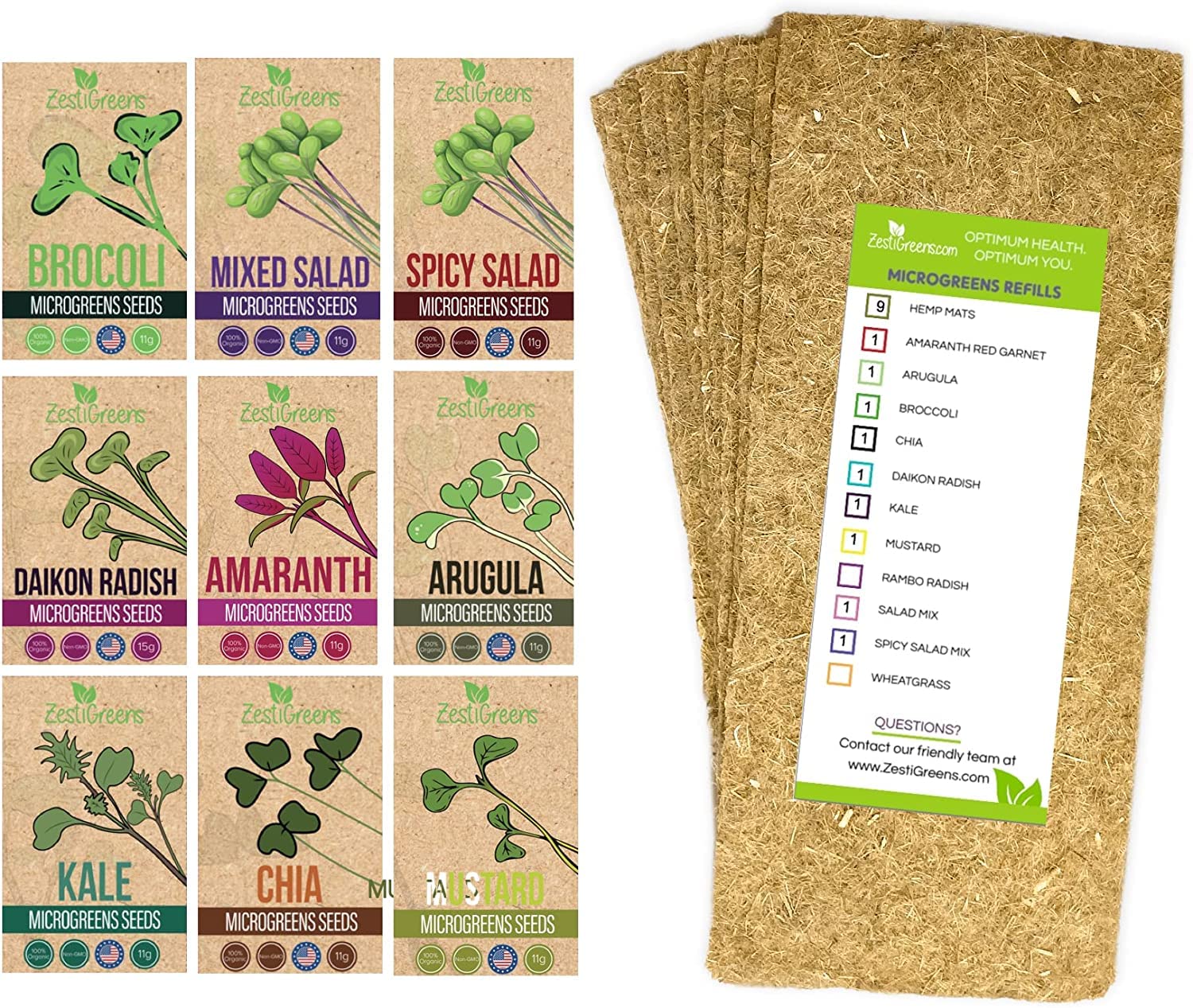 ZESTIGREENS Microgreens & 9 Seed Mat Refill