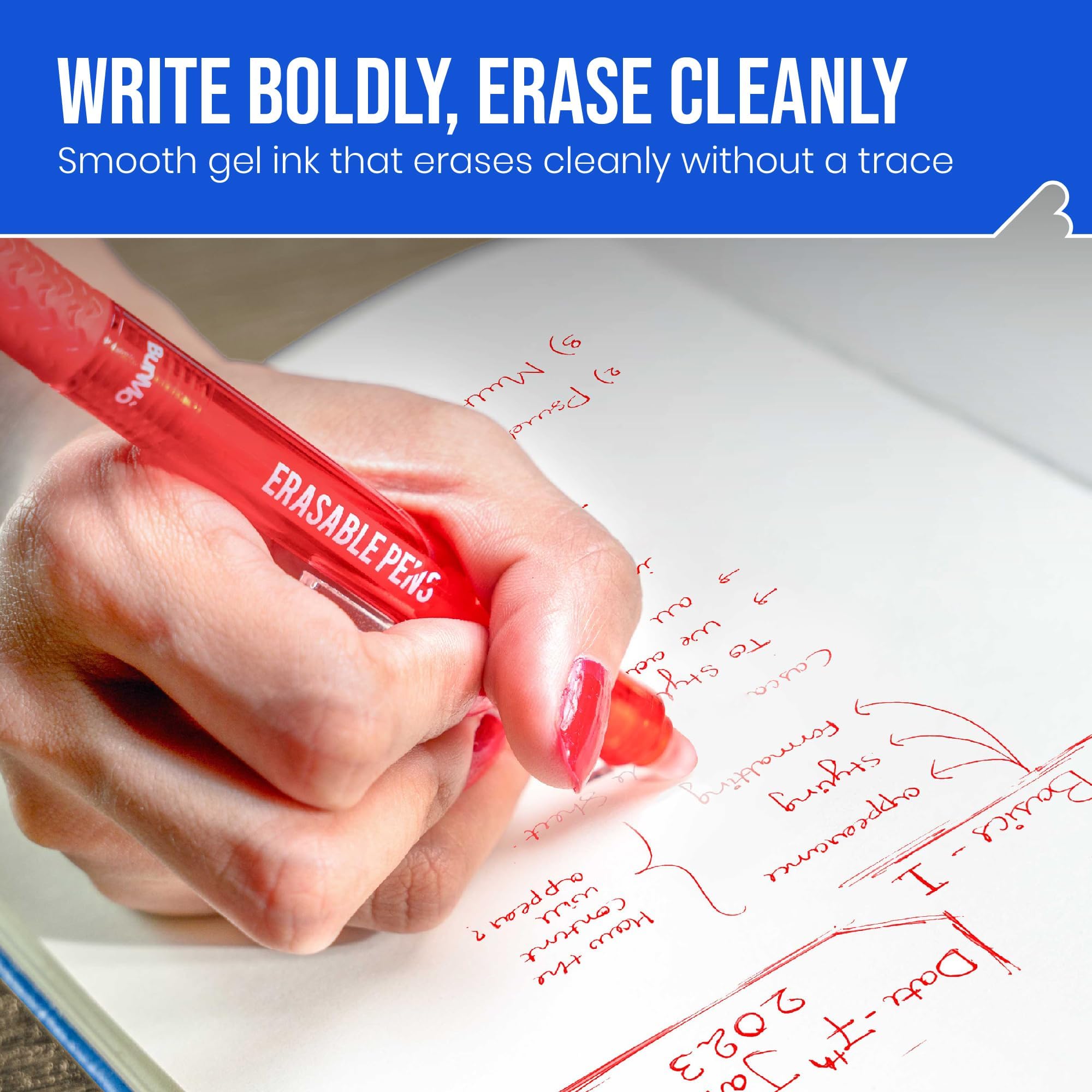 BUNMO Erasable Gel Pens 10 Pack - Multicolor with 10 Refills - School Supplies for Girls - Erasable Pens for Smooth Writing & Drawing - Tween Girls Gifts