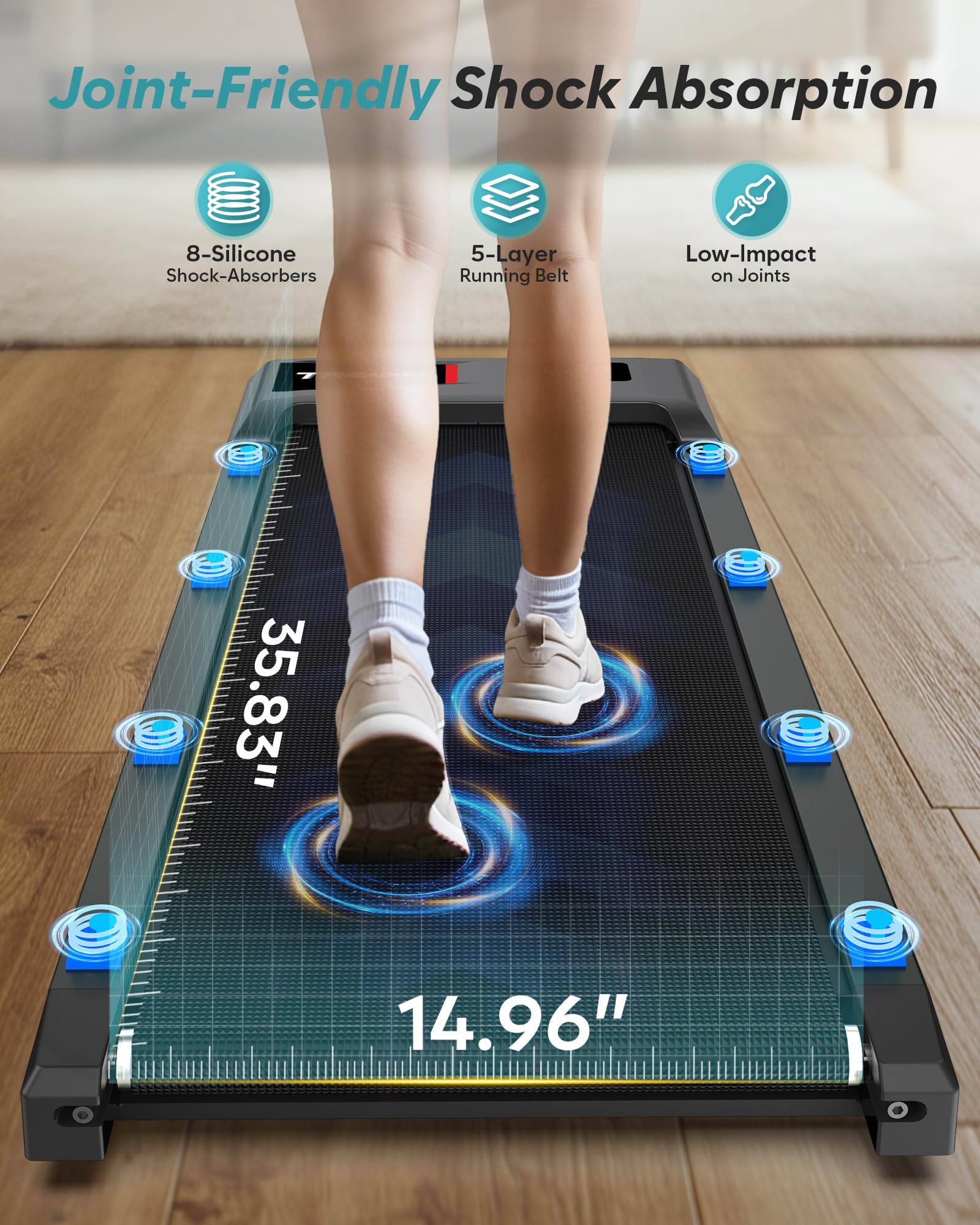WELLFIT Incline Walking Pad Treadmill - Under Desk Treadmills with 3% 6% 10% Incline, 29lbs Lightweight 265lbs Capacity Smart Portable Treadmill for Home Small, Works with KINOMAP Apple Health