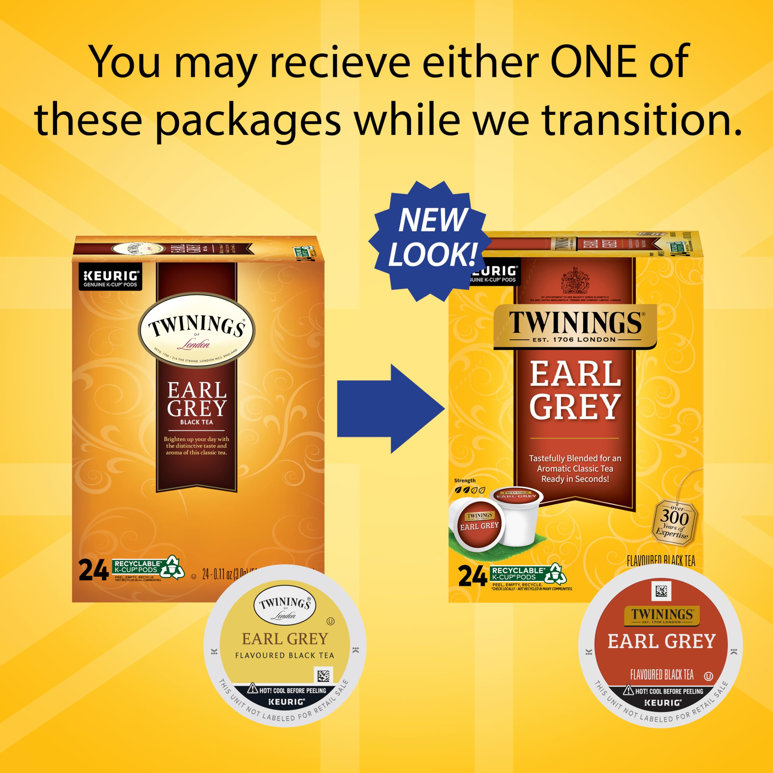 Twinings Earl Grey Black Tea K-Cup Pods for Keurig, 24 Count (Pack of 2), Flavoured with Citrus and Bergamot, Caffeinated, Enjoy Hot or Iced
