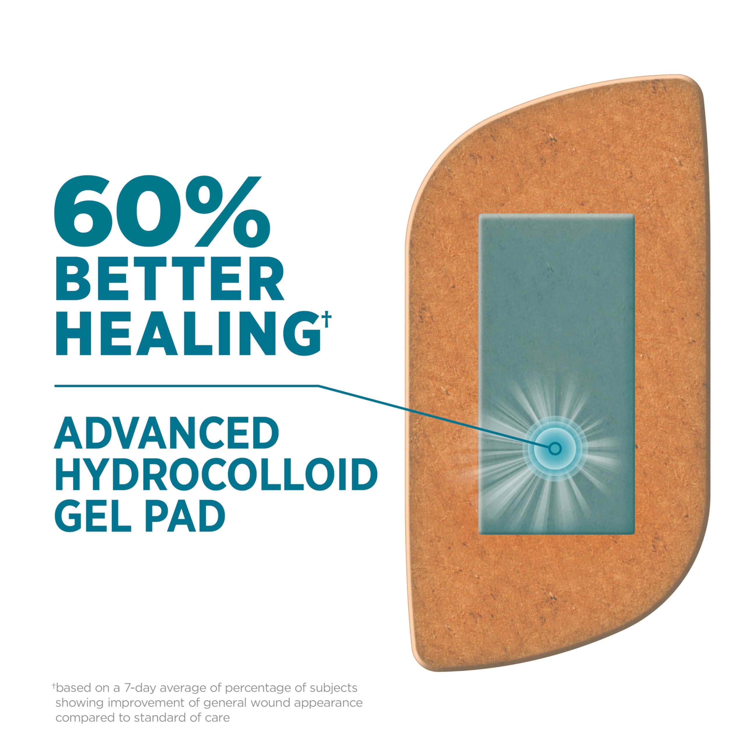 Band-Aid Brand Pro Heal Adhesive Bandages with Hydrocolloid Gel Pads, Large Clinically Tested Waterproof Bandages for Better Healing of Minor Wounds, Sterile First Aid Bandages, 5 ct
