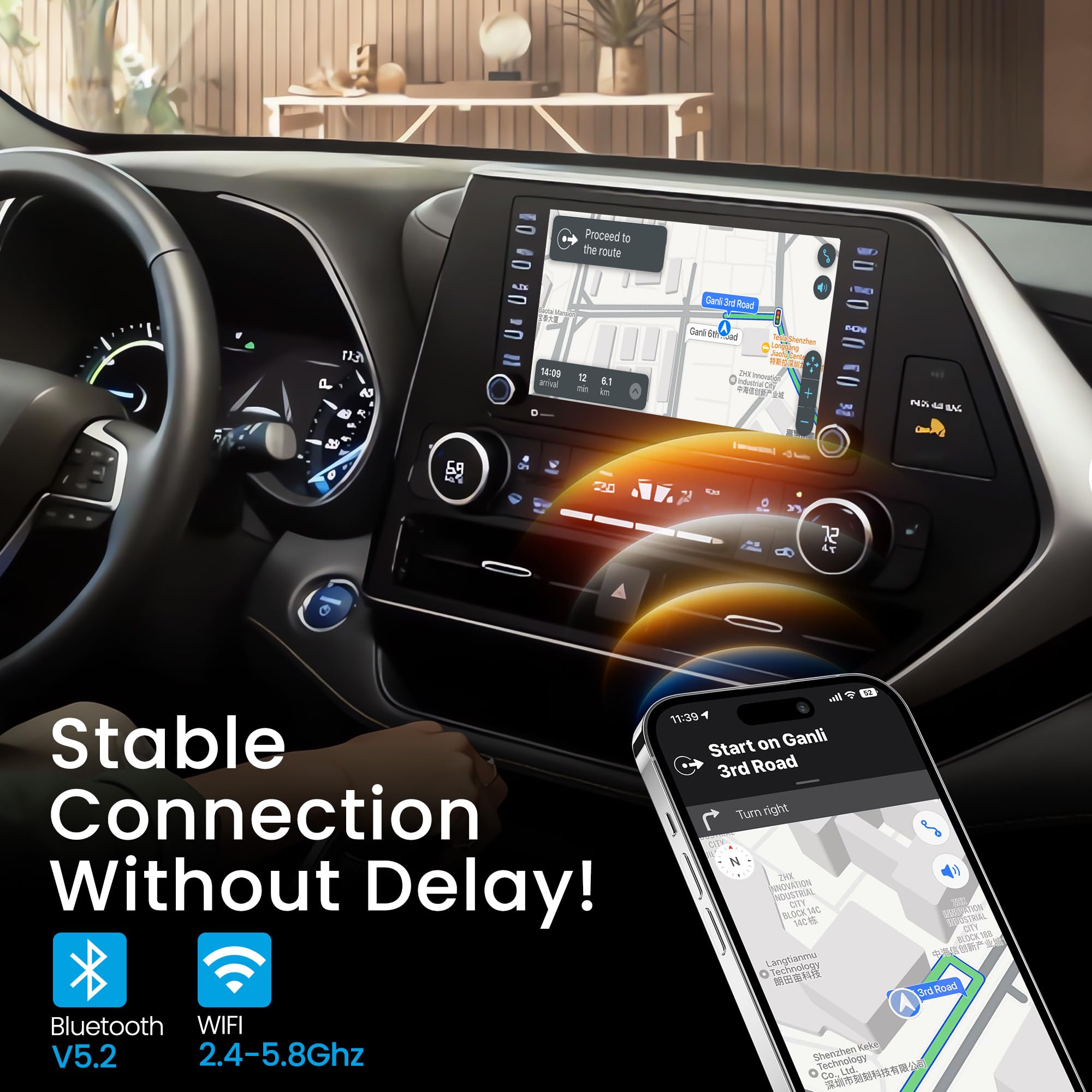 MMB MAX 5.0 CarPlay Box 2024 Newest Android 13.0 Multimedia Video Ai Box, QCM 6225 8-Core 8+128GB Online YouTube/Netflix/Google Store, Support SIM&TF Card Wireless CarPlay & Android Auto Adapter