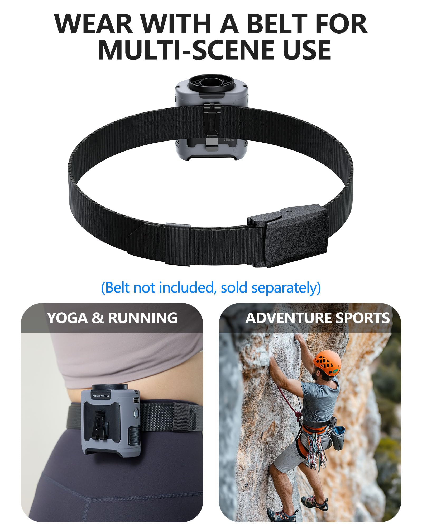 morsisho 1 pack grey portable waist fan and 1 pack grey tactical nylon belt