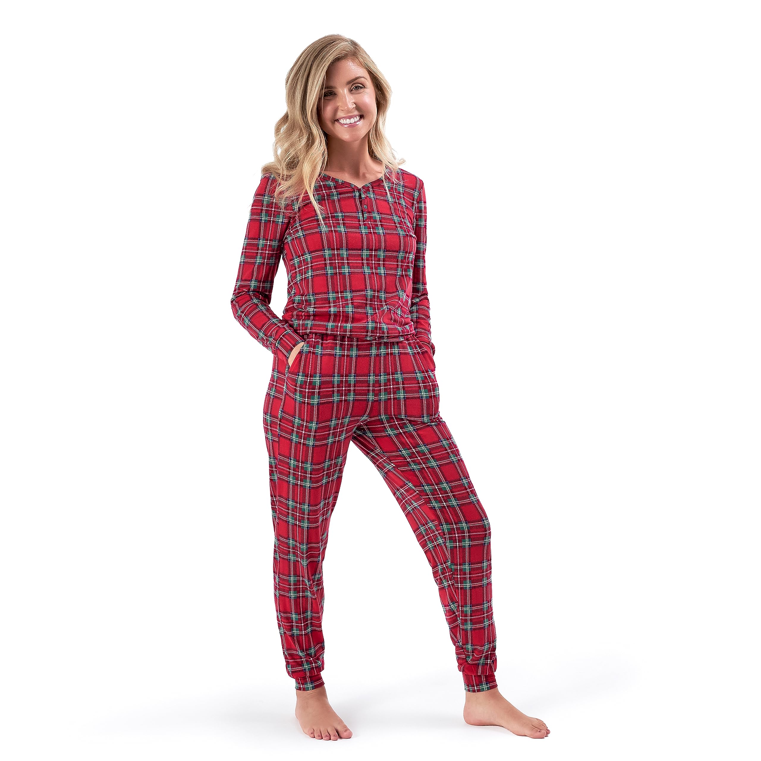 Gerber Baby Toddler 2-Piece Holiday Family Matching Pajamas, Red Stewart Plaid, 3T