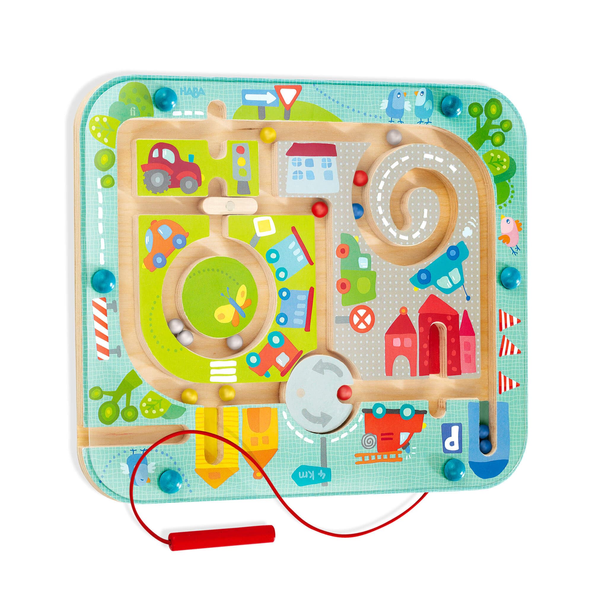 HABA Busy Board for Toddlers 2-4: Town Magnetic Maze Puzzle Game - Toddler Travel Toys for Preschoolers