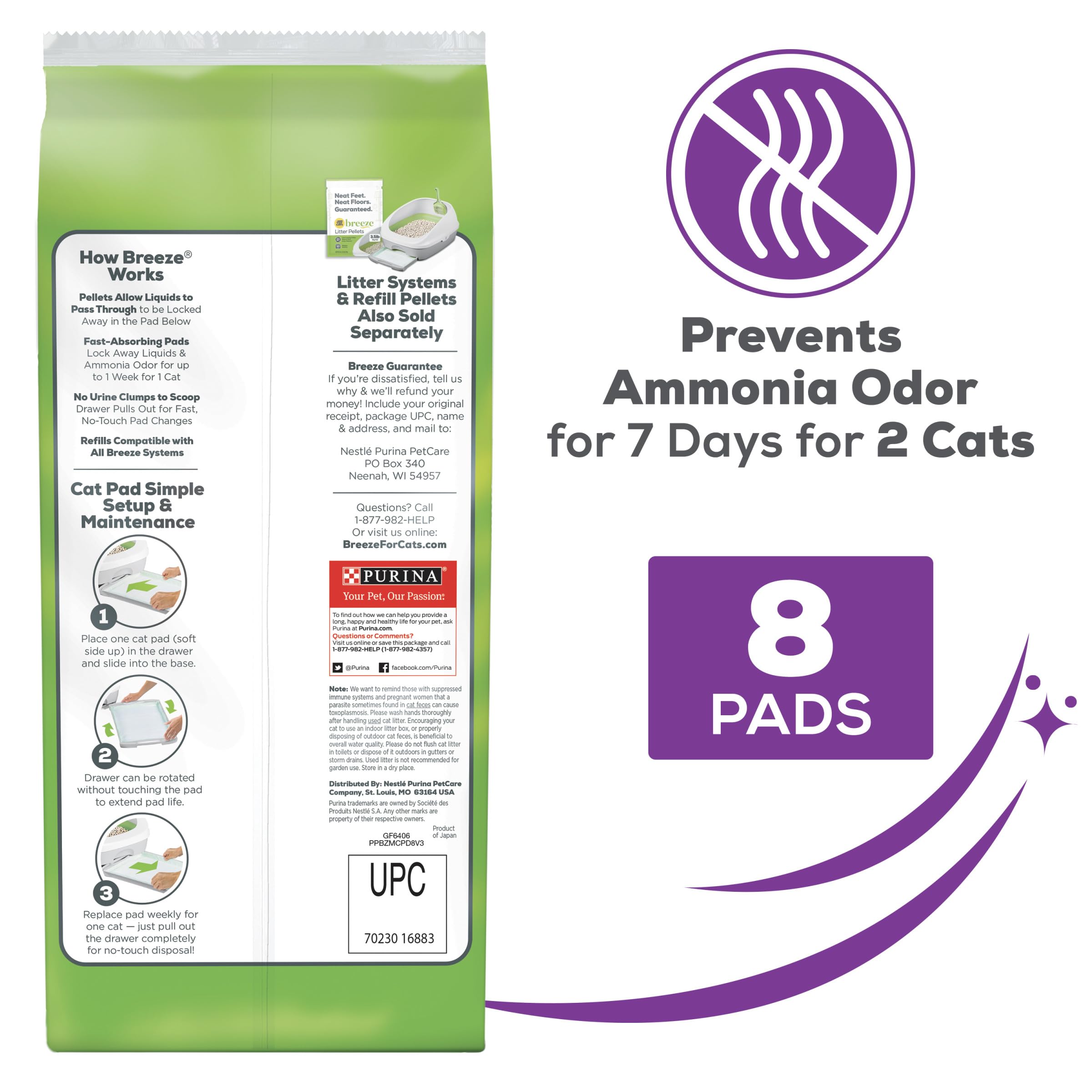 Purina Tidy Cats Cat Litter Breeze Pads Refill Pack Multi Cat Litter Pads - 8 ct. Bag
