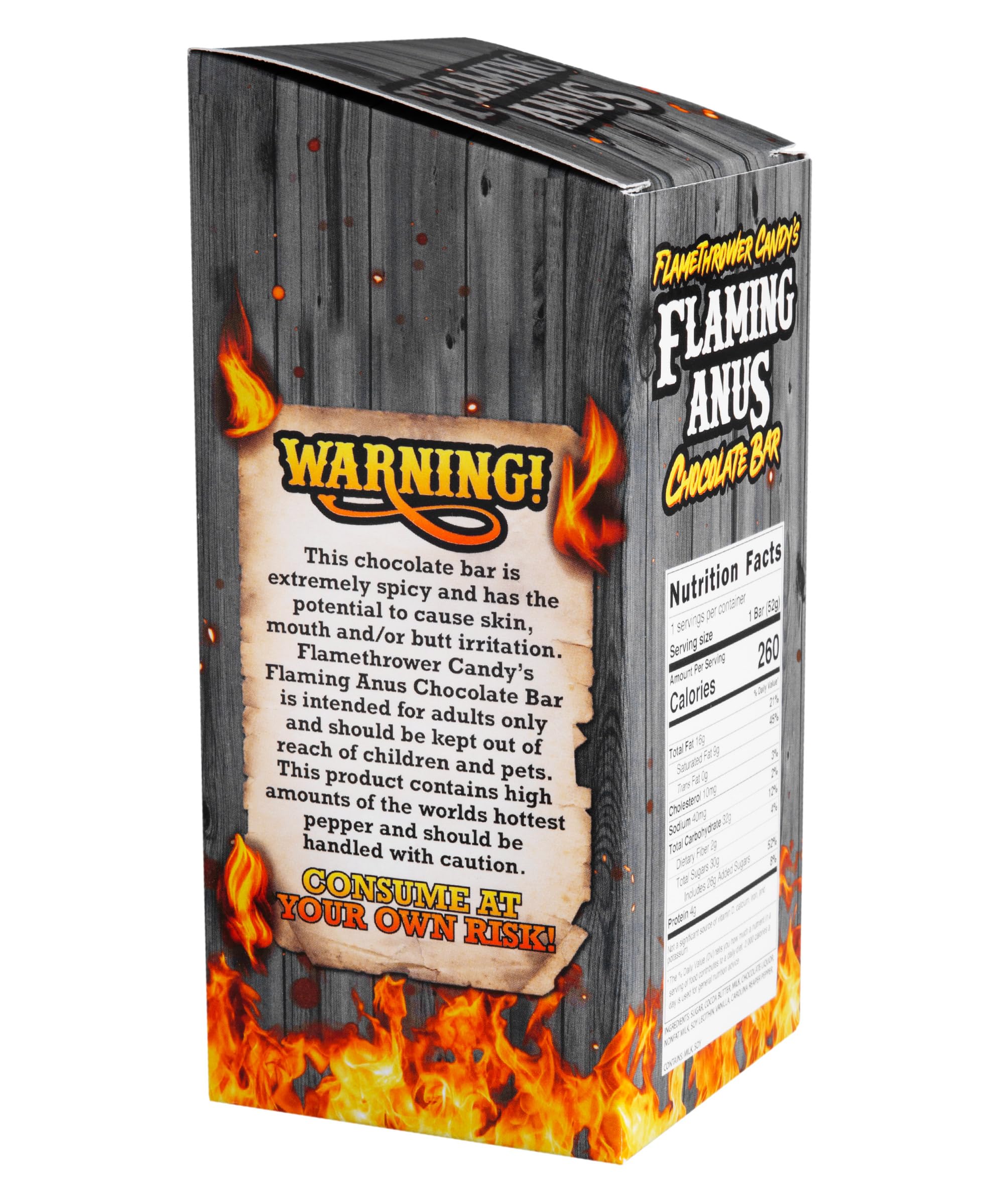 The Flaming Chocolate Bar: Carolina Reaper Milk Chocolate Bar, Full Size, Made with World's Hottest Pepper, 2.2 Million Scoville, Milk Chocolate, USA Made