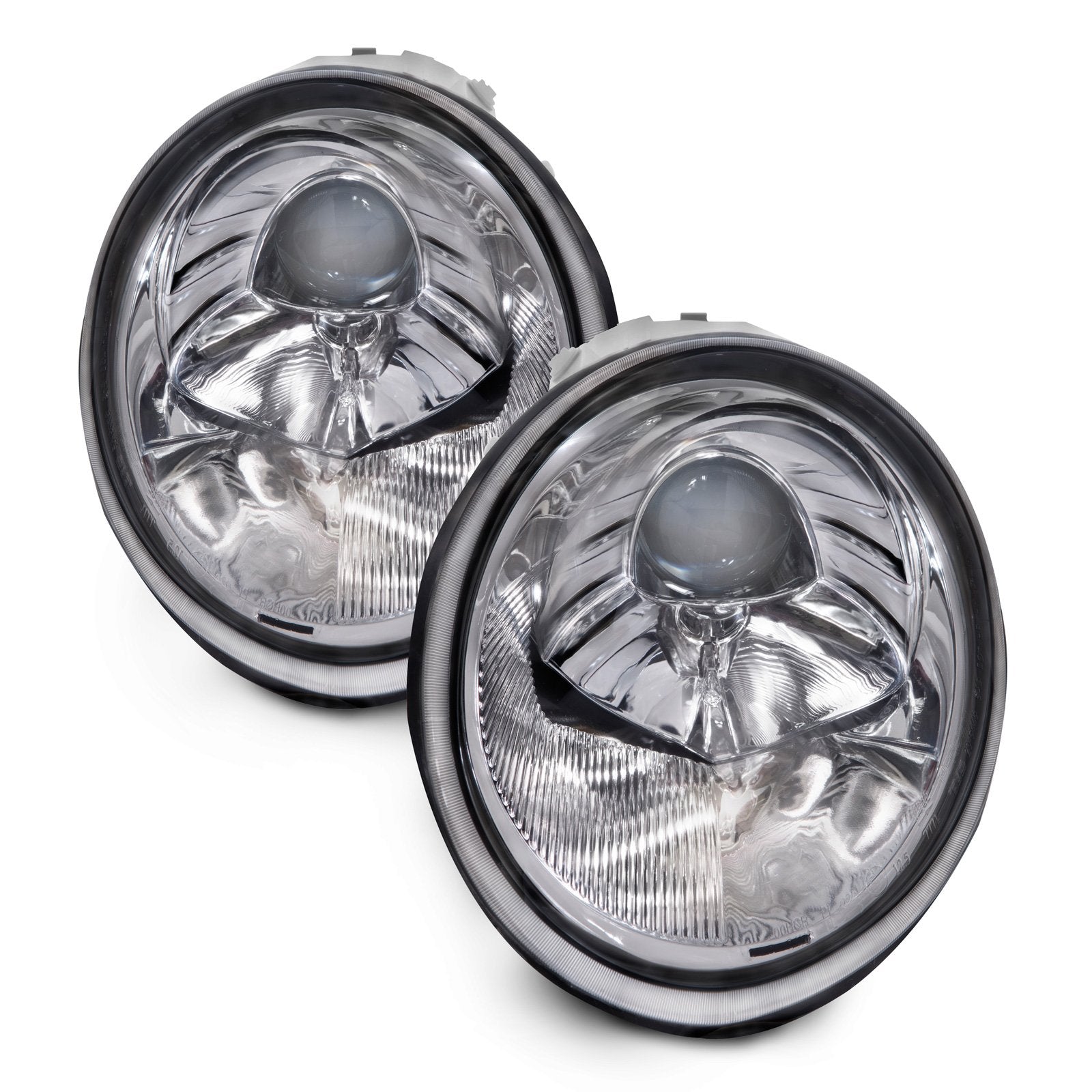 HEADLIGHTSDEPOT Chrome Housing Halogen Headlights Compatible with Volkswagen Beetle 1998-2005 Includes Left Driver and Right Passenger Side Headlamps