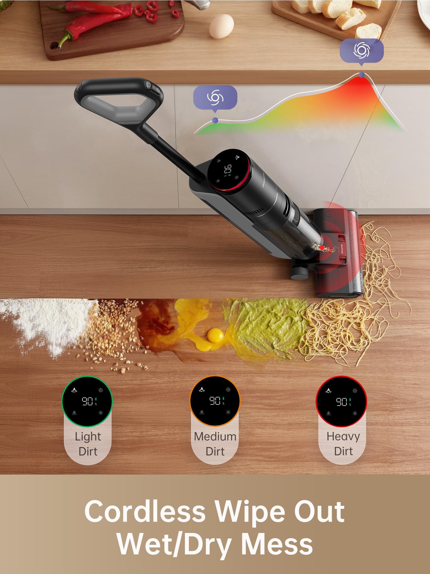 dreame H12 PRO Wet Dry Vacuum Cleaner, Cordless Vacuum Mop Smart Floor Cleaner for Hard Floors, One-Step Edge to Edge Cleaning with Hot Air Drying