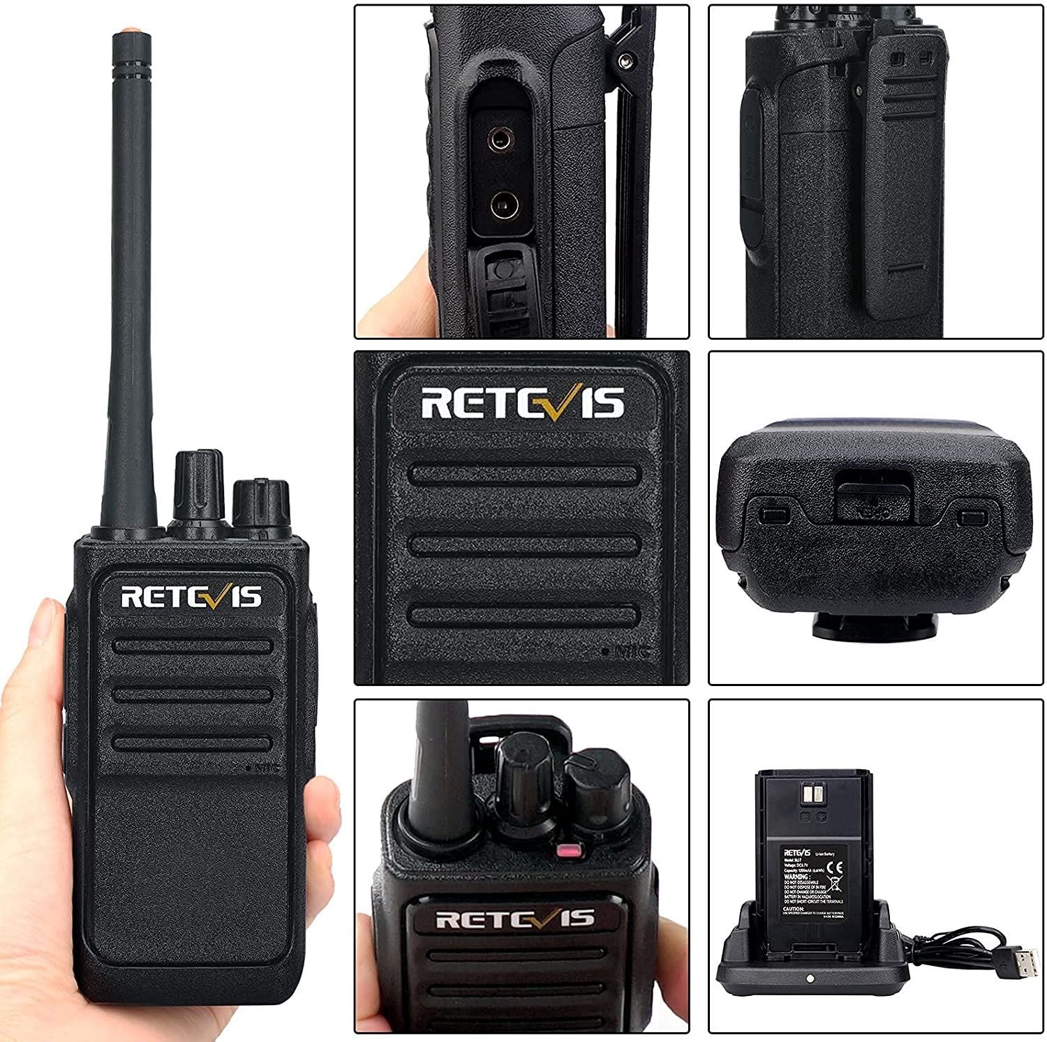 Retevis RT17 Walkie Talkies with Earpiece,Handheld 2 Way Radio Rechargeable,Portable Two Way Radio Long Range,VOX Handsfree Walkie Talkie for Adults School Business Clinic Church Construction(20 Pack)