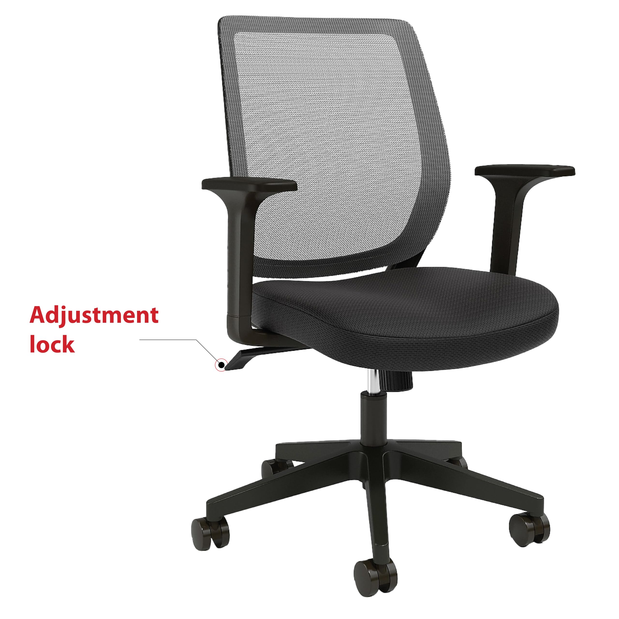 Union & Scale Staples Mesh Back Swivel Office Chair, Ergonomic Fabric Seat, Adjustable Height, Tilt Tension and Tilt Lock, Perfect as an Office or Gaming Chair