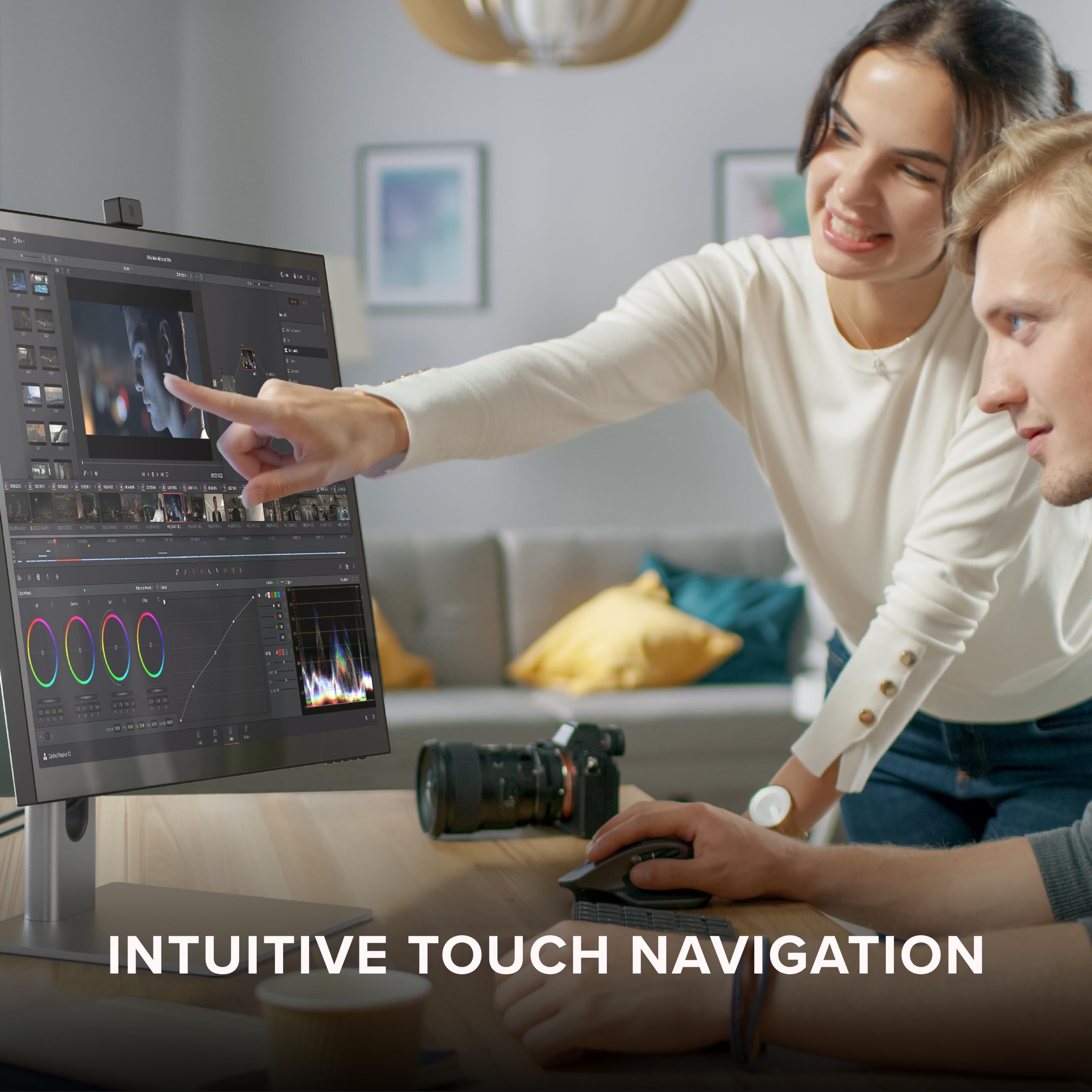 ALOGIC Clarity Pro Touch 27” 4K Touchscreen Monitor w/ 8MP Retractable 4K Webcam, 100% sRGB, 97% DCI-P3, 99% Adobe RGB, 65W PD,8-in-1 Hub, HDR 400, Adjustable Stand, IPS Panel, Thin Bezel