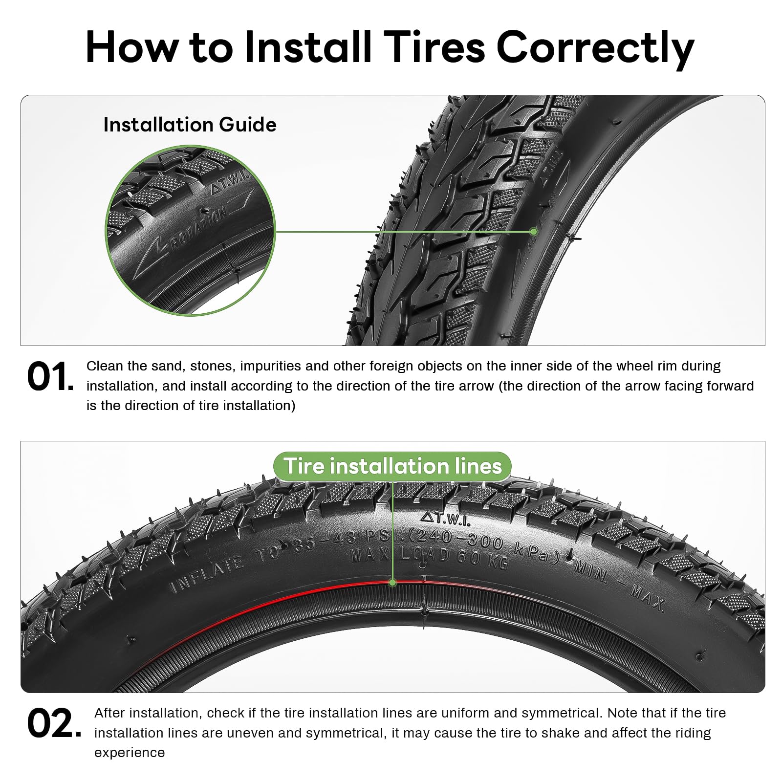 Heavy-Duty 14 x 2.125 57-254 Tire and Tube Set with Angled Valve Stem 14 Inch Electric Scooter Tire Tube for Replacement Electric Scooters and E-Bike Tires 1 Set