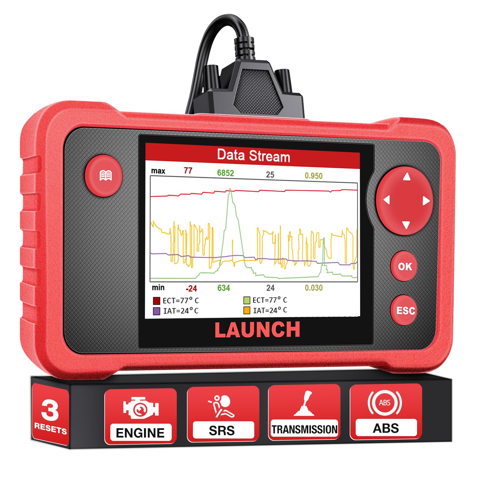 LAUNCH CRP123 V2.0 Elite OBD2 Scanner, 2025 New Engine/ABS/SRS/Transmission Car Diagnostic Tool With Oil Reset/Throttle Adaption/SAS Relearn , Check Engine Code Reader, Lifetime Free Update Scan Tool