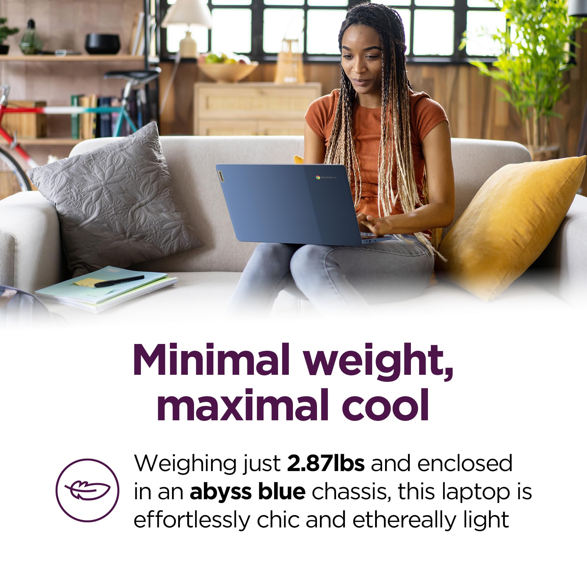 Lenovo IdeaPad Slim 3 Chromebook - 2024 - Lightweight Laptop - Waves MaxxAudio® Speakers - 14" HD Display - HD 720p Camera - 4GB Memory - 64GB Storage - MediaTek Kompanio 520 - Abyss Blue