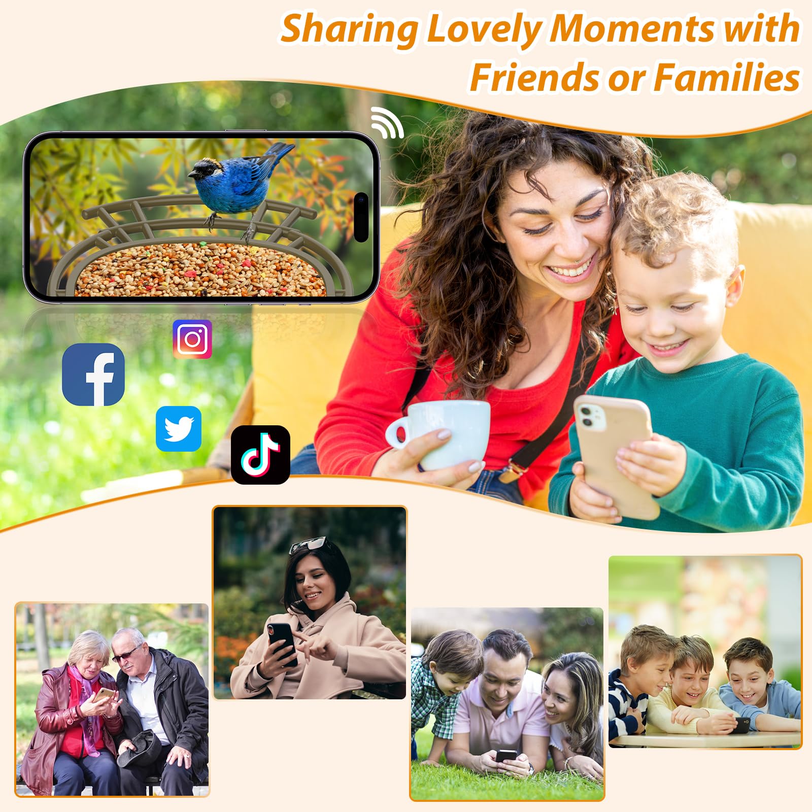 Lollyes Smart Bird Feeder Camera Outdoor, Instant Notification with Solar Panel, Bird Feeder Camera with AI Recognition, Bird Watching Gift for Bird Lovers