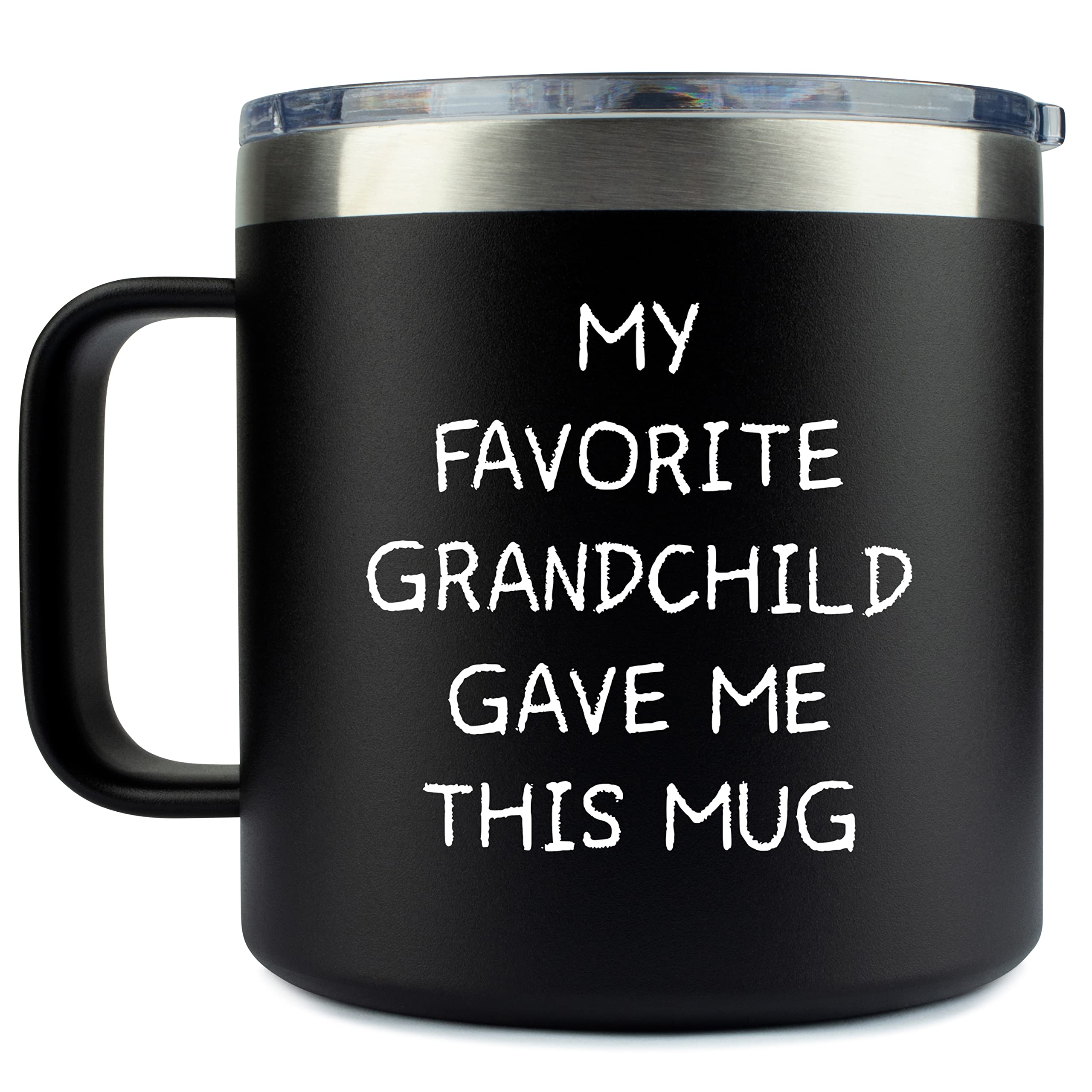 KLUBI Grandpa Gifts From Granddaughter – My Favorite Grandchild Gave Me This Grandpa Christmas Gifts From Grandson Grandpa Mug 14oz Coffee Tumbler Papa Gifts Father's Day Gifts for Grandpa Xmas Gift