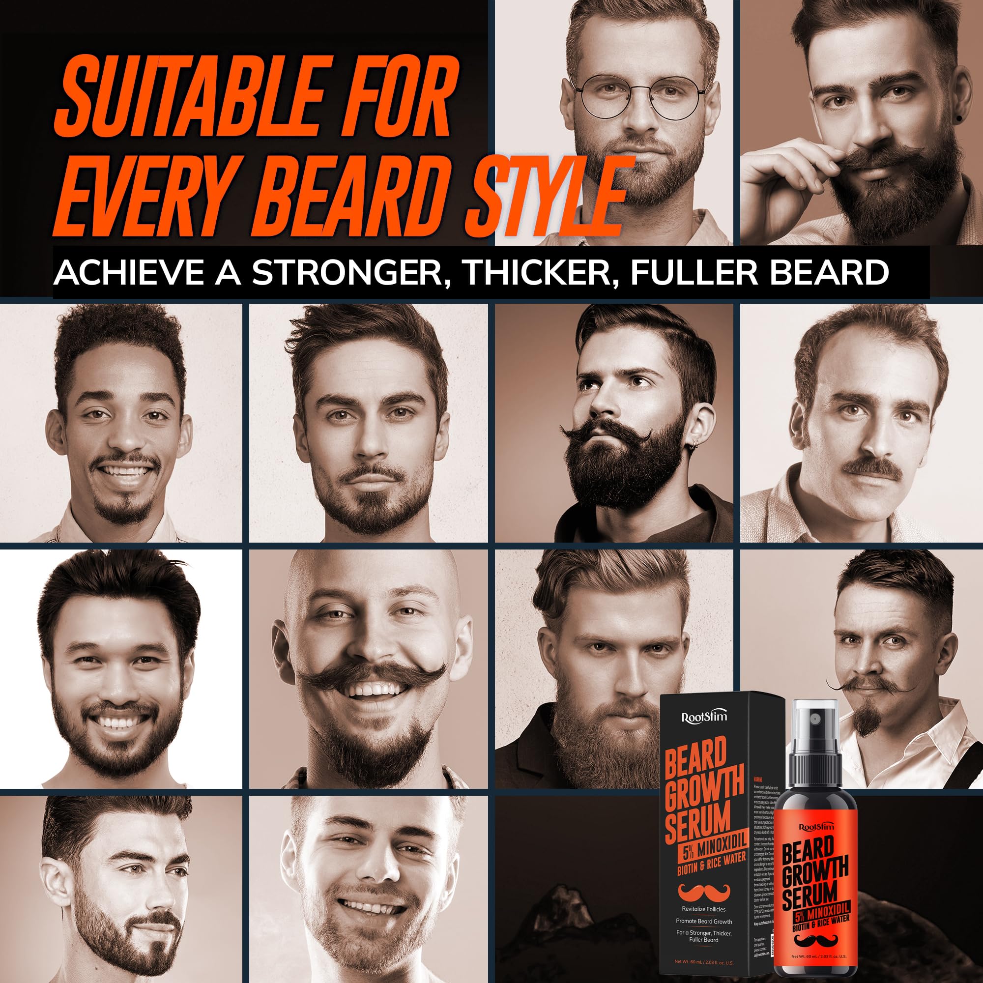 Complete Hair & Beard Growth Solution – Rosemary & Biotin Nourishing Serum for Men and Women – 2 Bottles 60ML