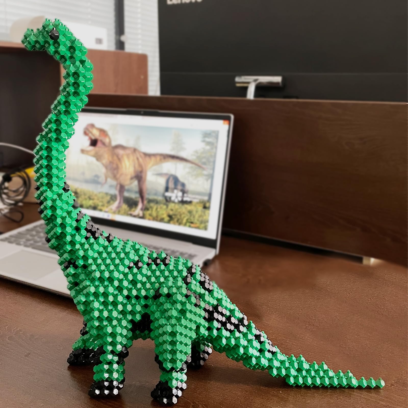 KADELE Fun Dinosaur Building Set 523PCS, Green Brachiosaurus Creative Educational Toys Boys Girls 8+, Animal Figures Building Kit Model Jurassic Dino Blocks Toy Dispaly Present for Kids Adults