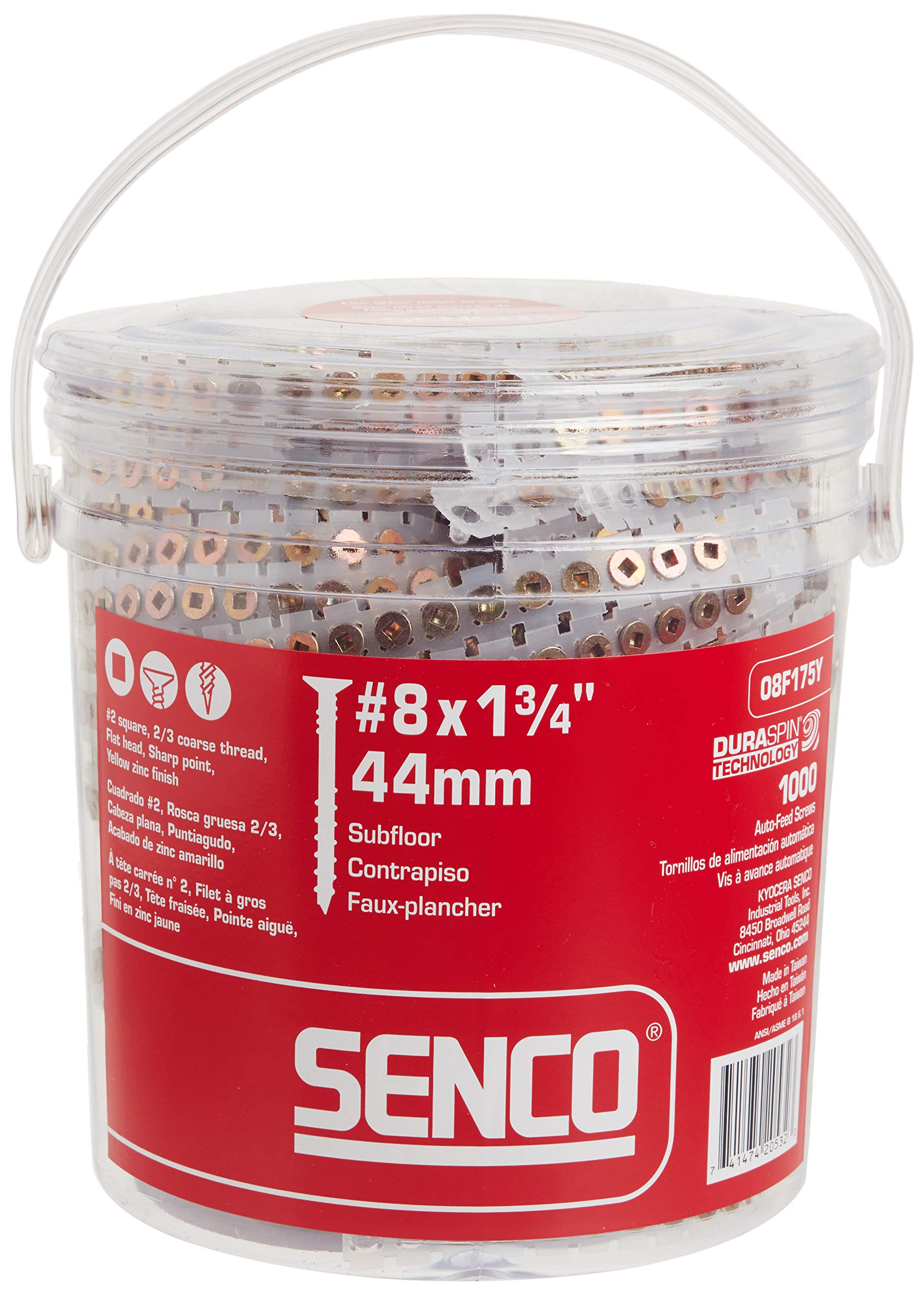 Senco 08F175Y Duraspin# 8 by 1-3/4" Flooring to Wood Collated Screw (1, 000per Box)