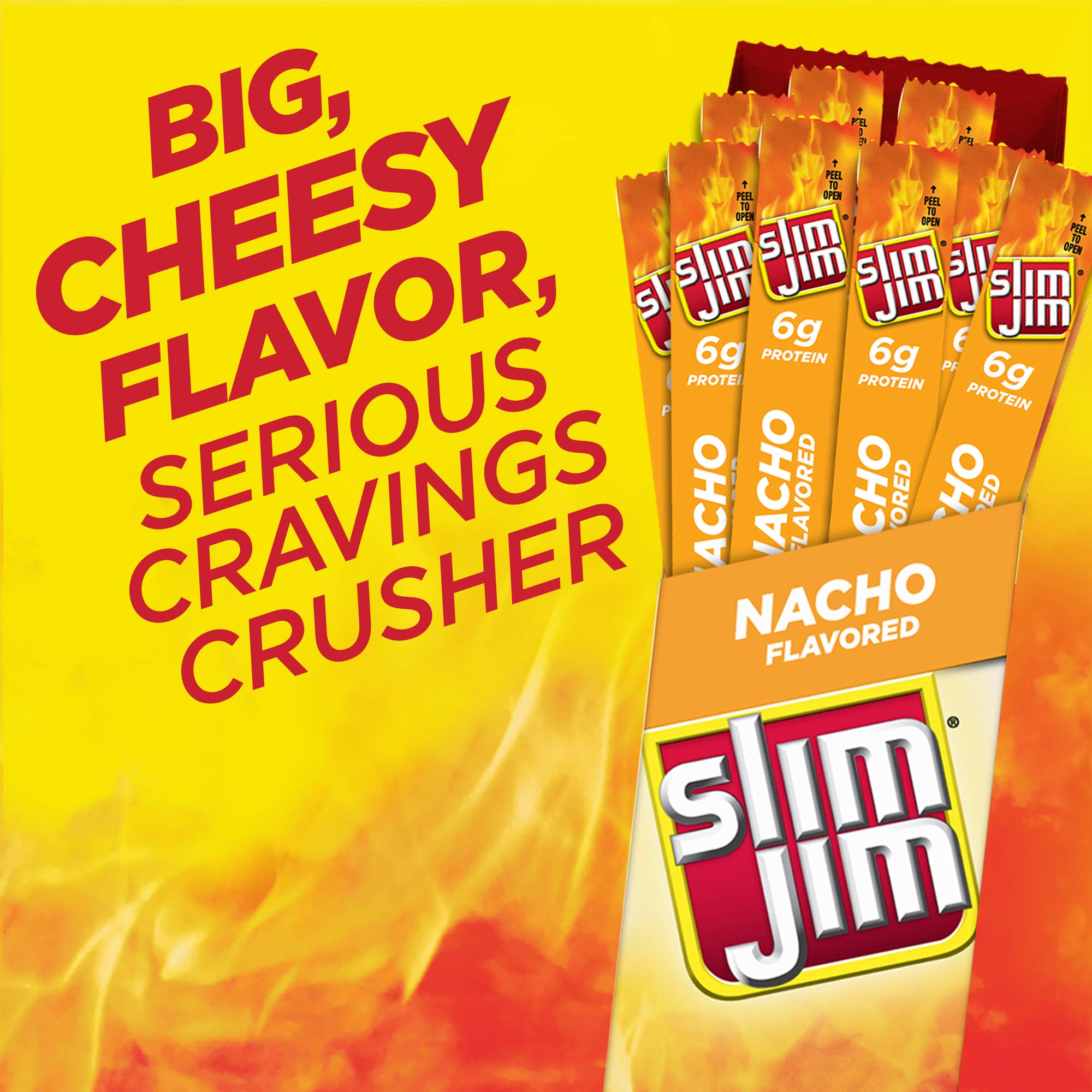 Slim Jim Giant Smoked Meat Sticks, Nacho Flavor, 6g Protein Per Stick, Easter Basket Stuffer, 0.97 oz. (24 Count)