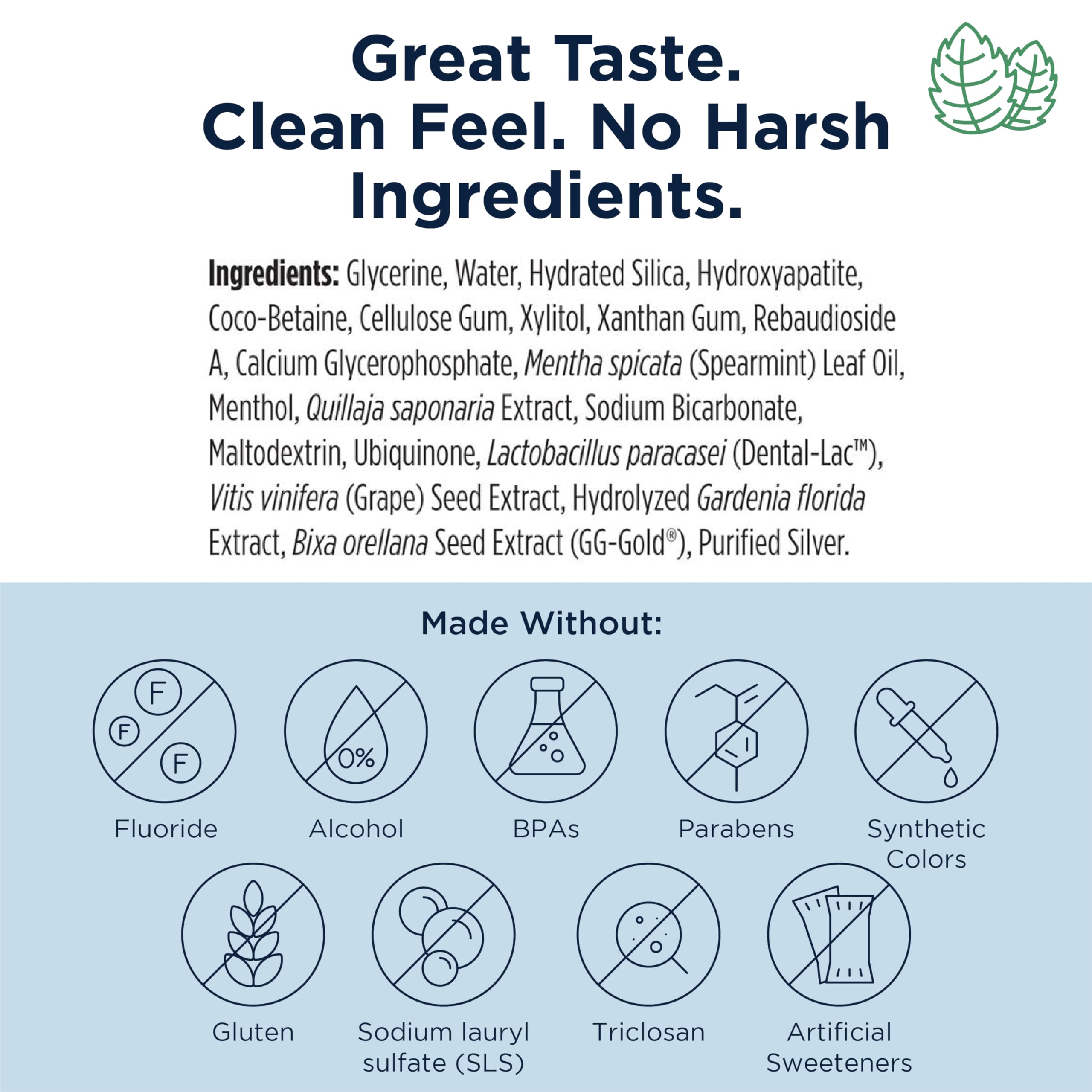 Designs for Health PerioBiotic Silver Hydroxyapatite Toothpaste - Fluoride Free Toothpaste with Oral Probiotics with Whitening Hydroxyapatite - Supports Gum Health & Remineralization (4oz Mint)