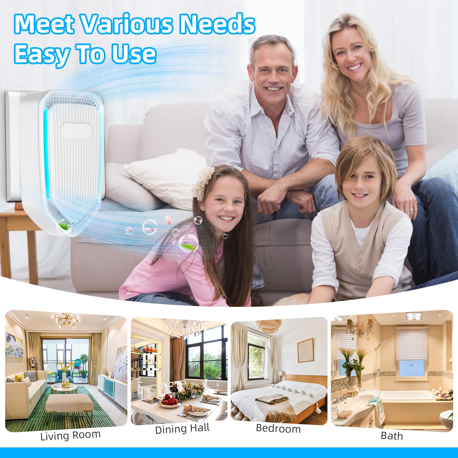 Air Ionizers for Home Plug In,Air Purifier Plug in Wall,Negative Ion Air Purifier for Bedroom -Quiet Operation Air Freshener for Home, Bedroom, Office, Garage Room,Odor,Pets Smell(8)