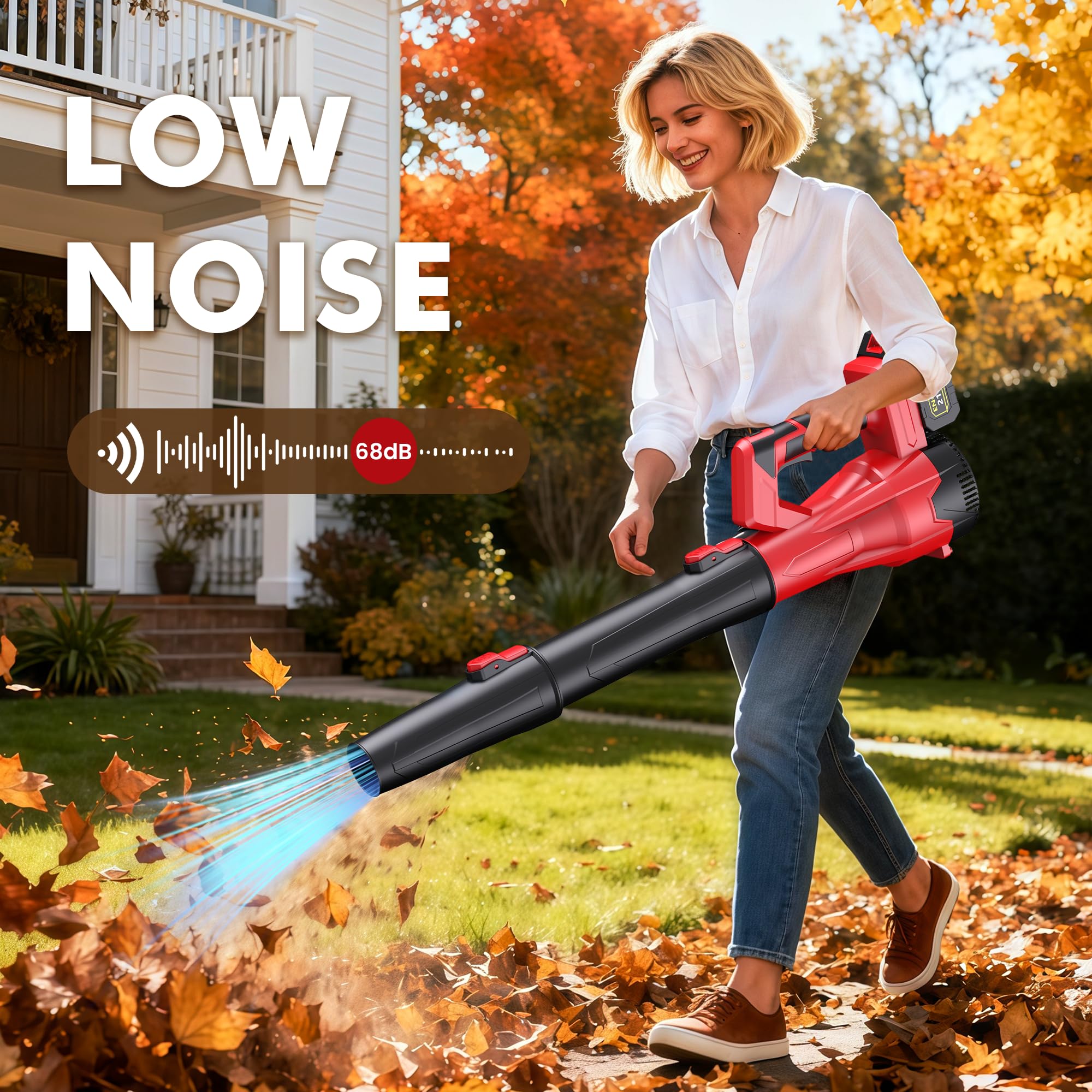 1500,000 RPM Cordless Leaf Blower - 21V Powerful Electric Handheld Leaf Blower with 2Ă4.0Ah Batteries &Fast Charger, 6 Speed,Lightweight for Yard,Deck,Lawn,Blowing Leaves,Patio,Dust,Snow Cleaning