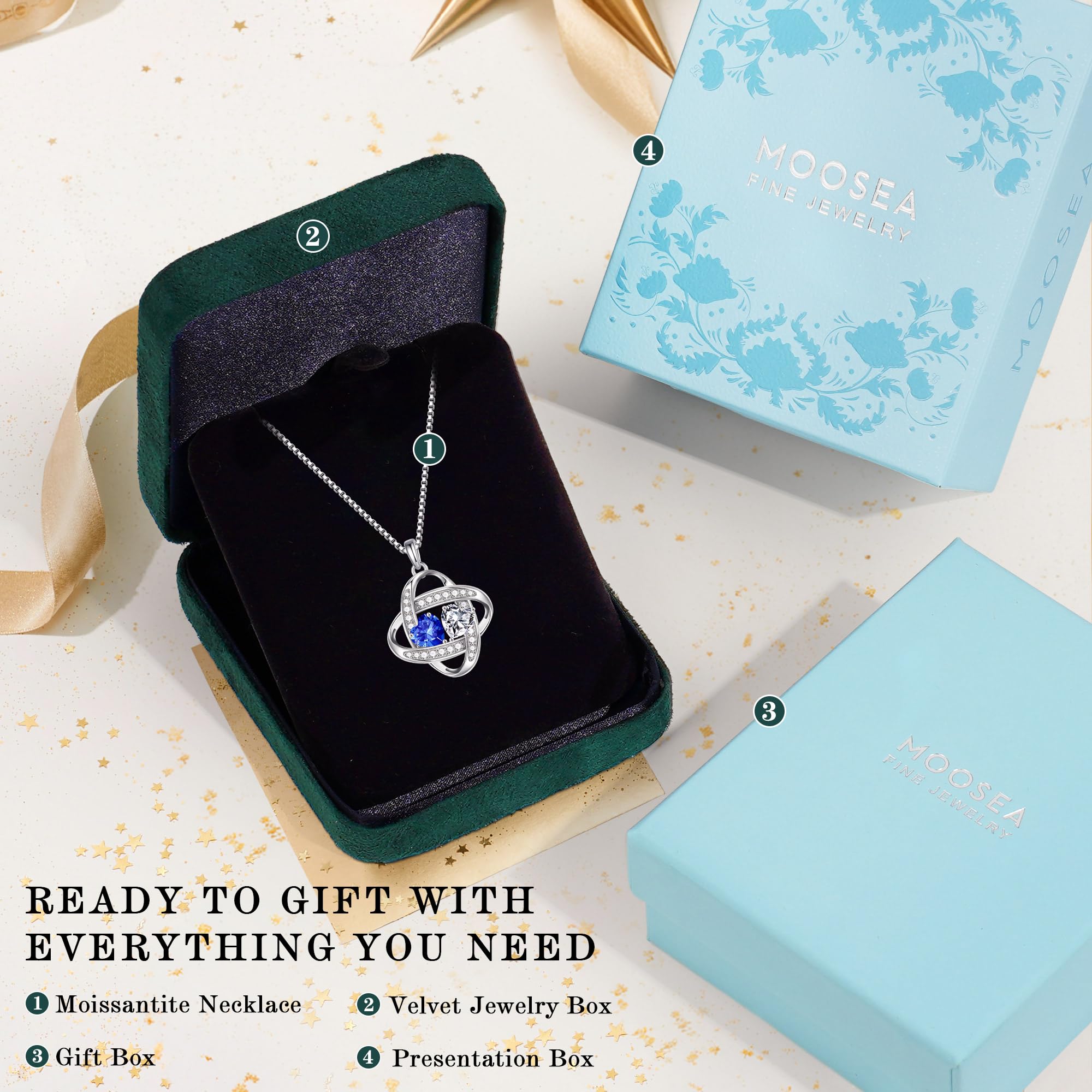 MOOSEA Birthstone Moissanite Necklace Gifts for Women - Anniversary Birthday Gifts for Wife, June Birthstone Necklace for Wife Mom, Alexandrite Necklace Christmas Gifts for Women Her