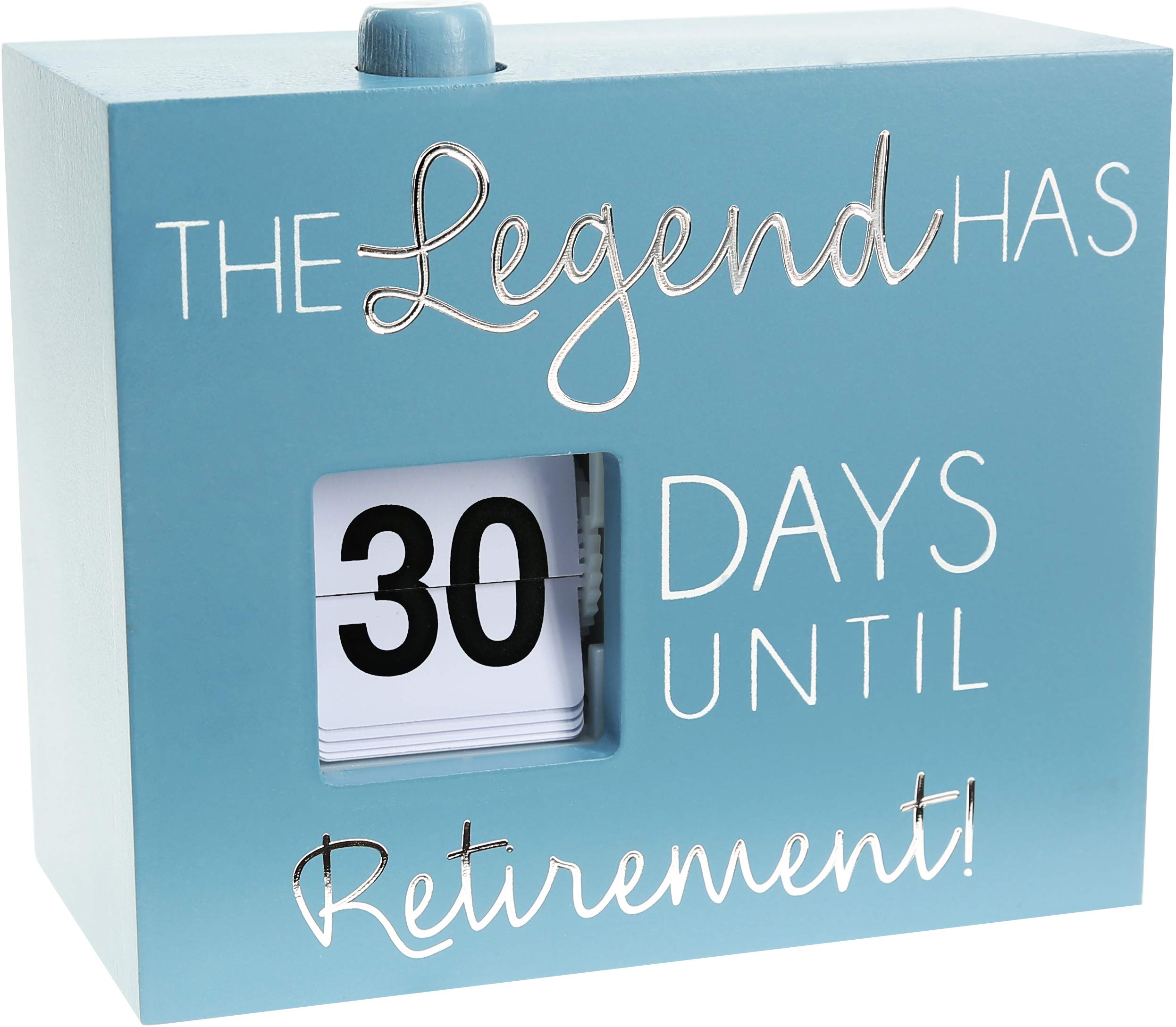 Pavilion Gift Company The Legend Has_ Days Until Retirement - Blue & Silver MDF & Plastic 30 Day Countdown Calendar