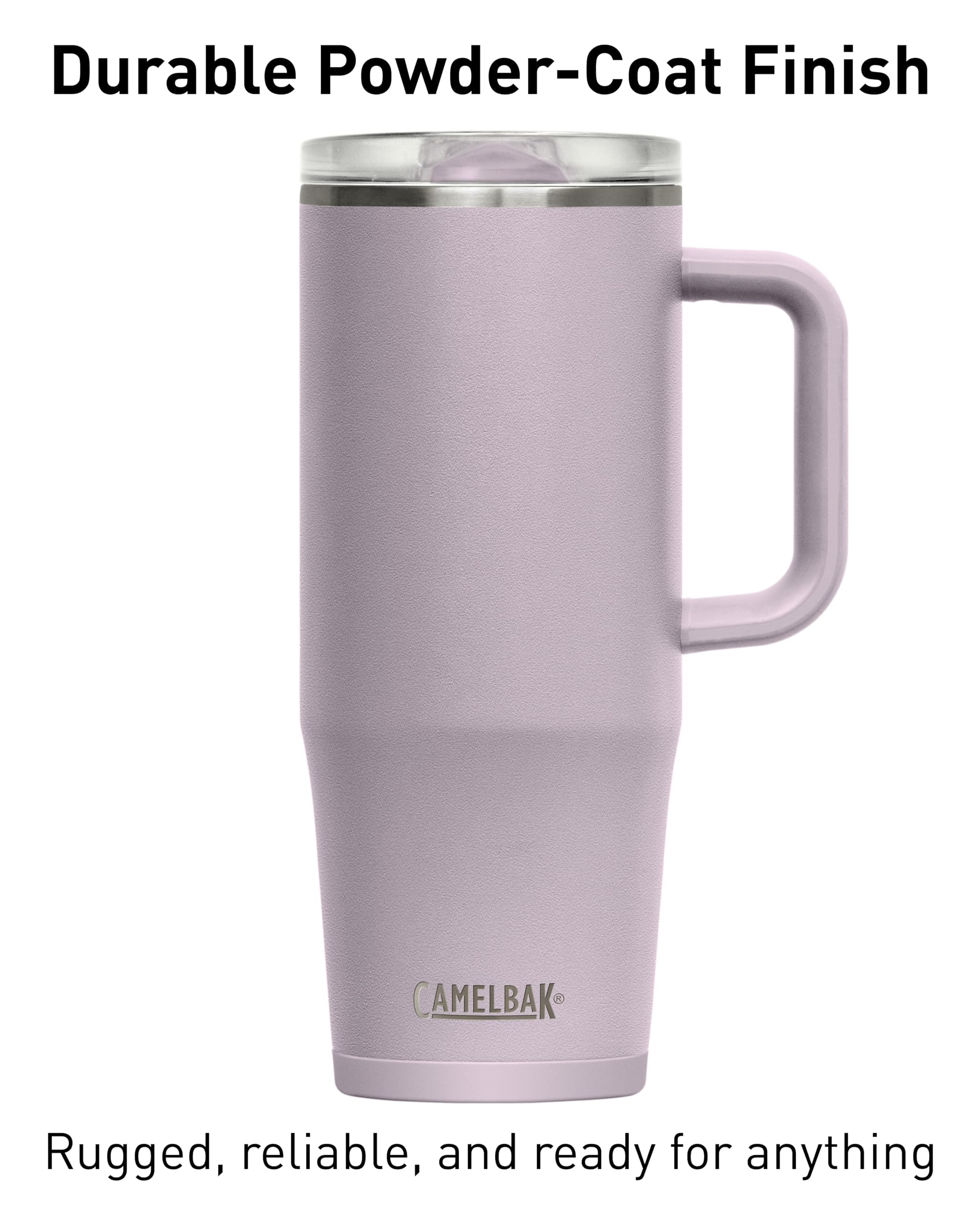 CamelBak Thrive Leak-Proof 32 oz Mug, Insulated Stainless Steel - for Travel, Coffee, Tea, hot Beverages - Spill Proof Cup-Holder Compatible, Purple Sky