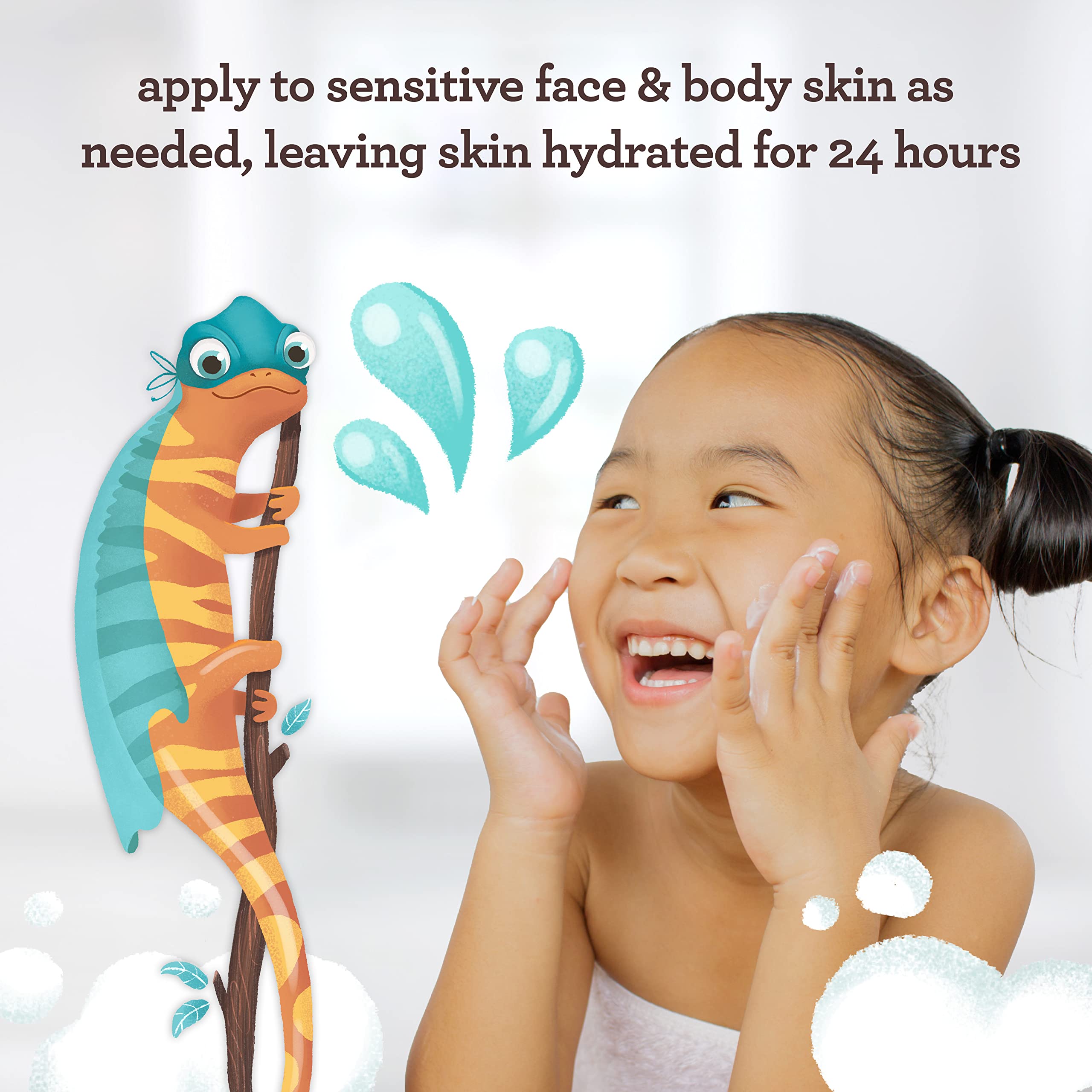 Aveeno Kids Sensitive Skin Face & Body Gel Cream with Prebiotic Oat, Clinically Proven 24 Hour Hydration for Soft Skin, Quick Drying and Lightweight, Hypoallergenic, 8 oz.