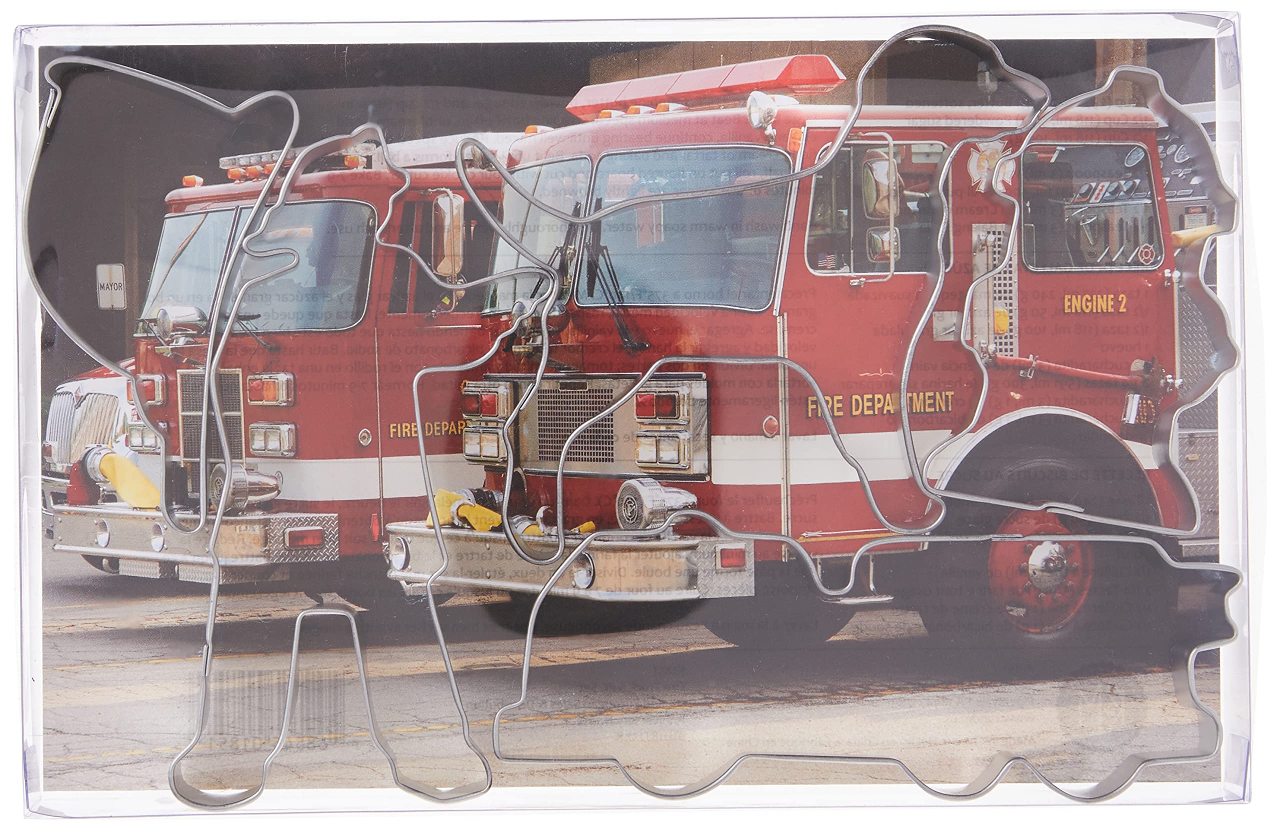 R&M International Fire Truck Cookie Cutters, Firefighter, Truck, Helmet, Hydrant, Dog, 5-Piece Set
